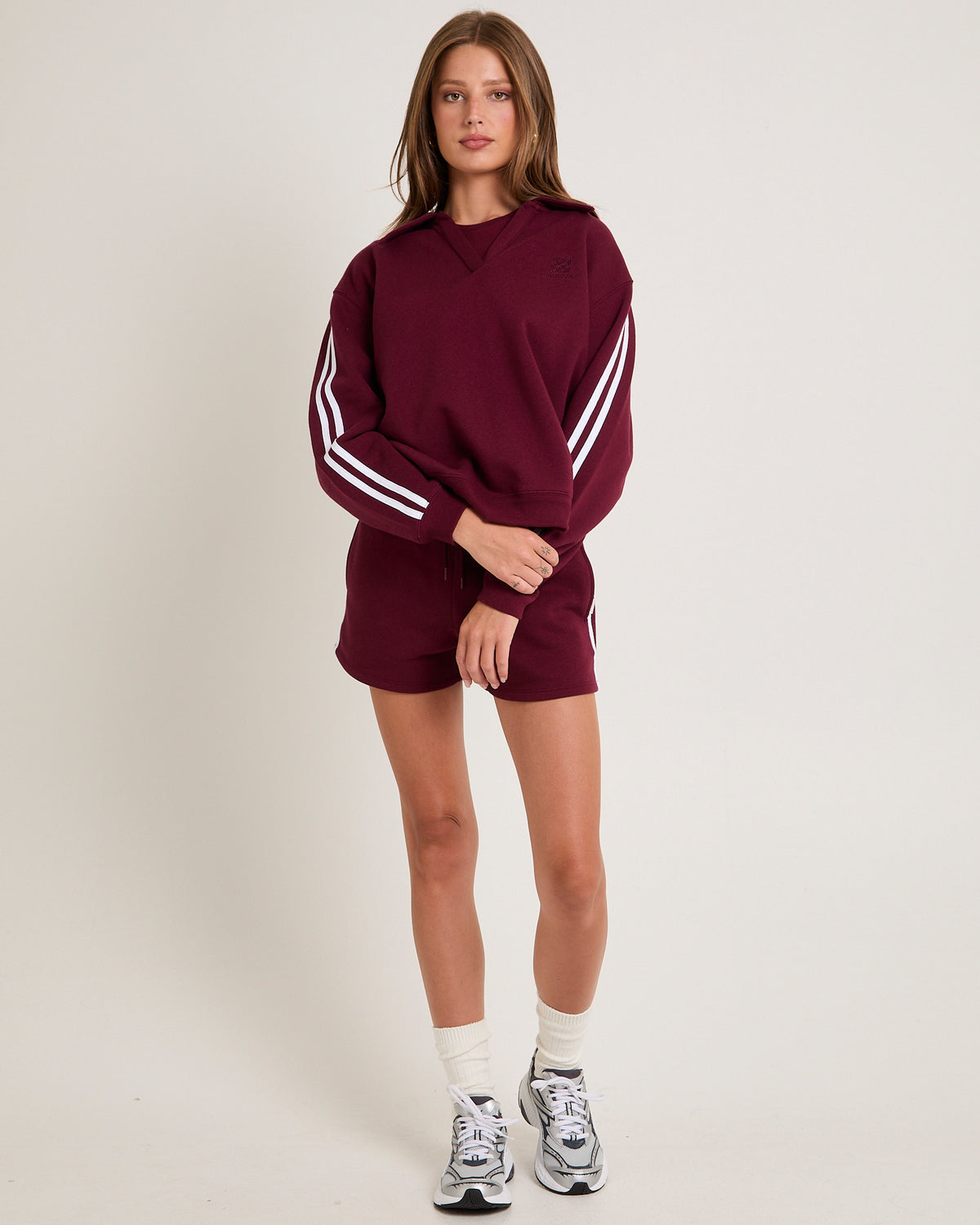 Sports Stripe Fleece MERLOT