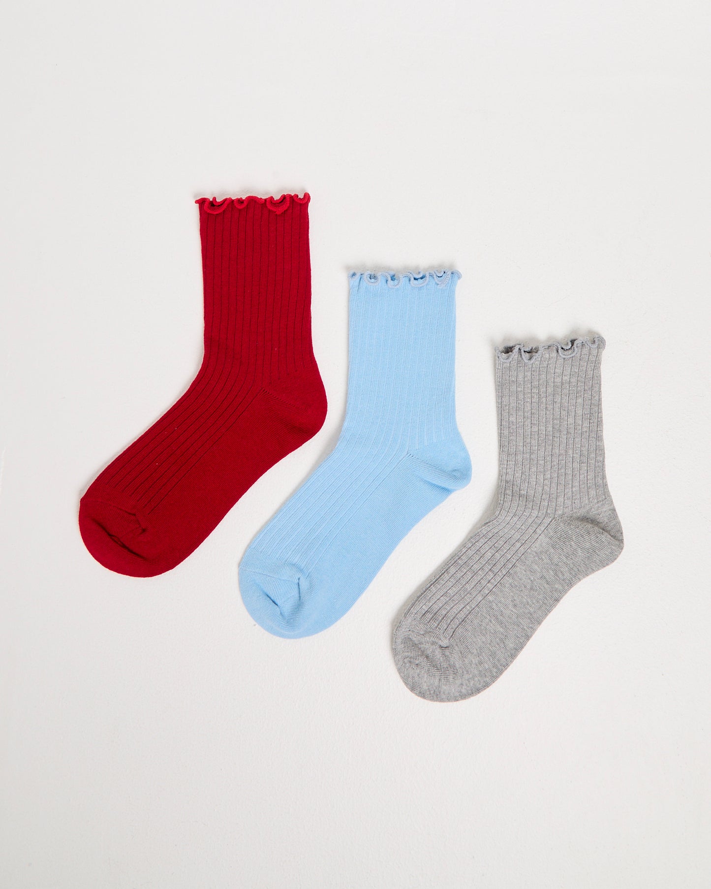 Frill Ribbed Socks 3 Pack