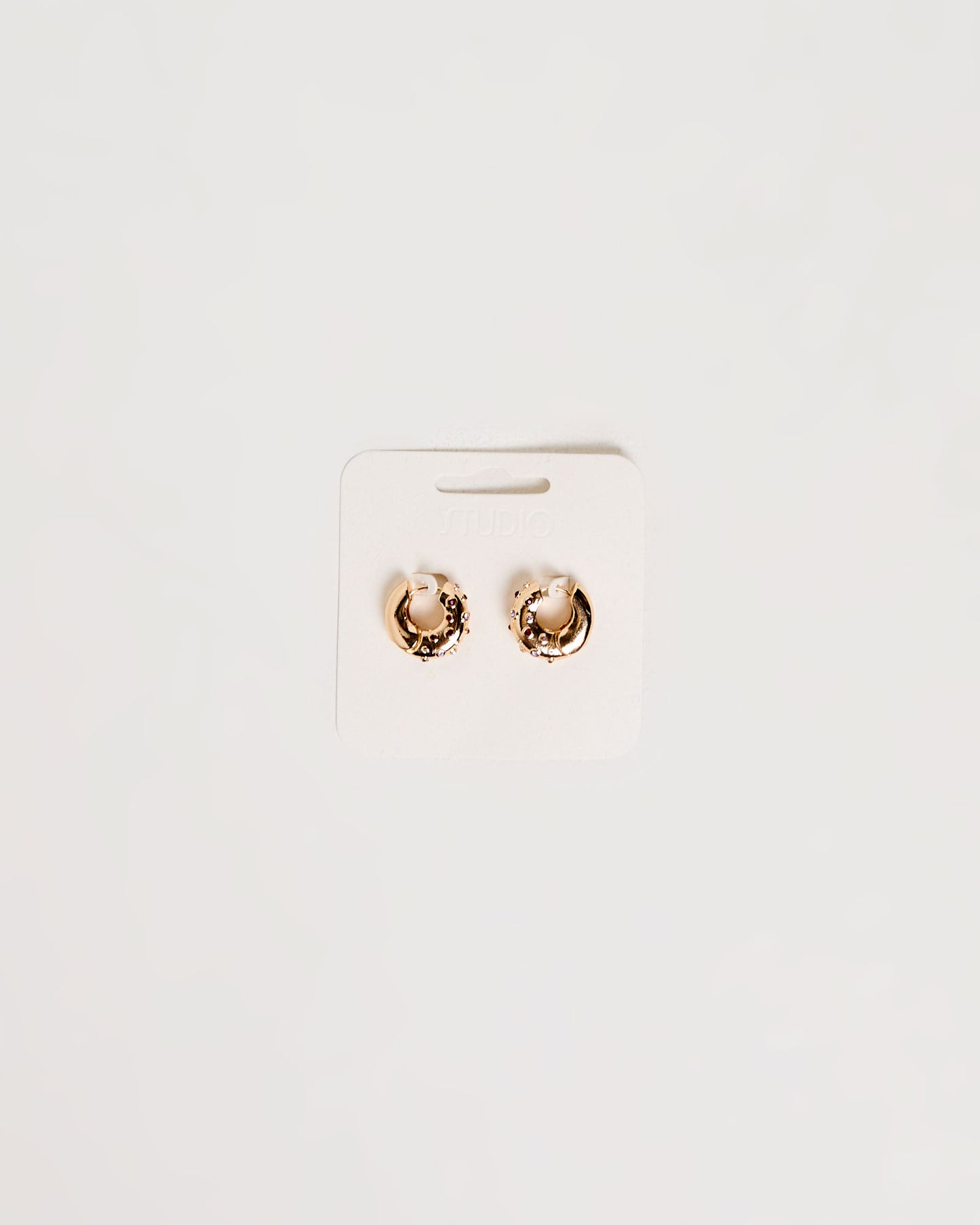 Metal And Stone Hoops Earrings