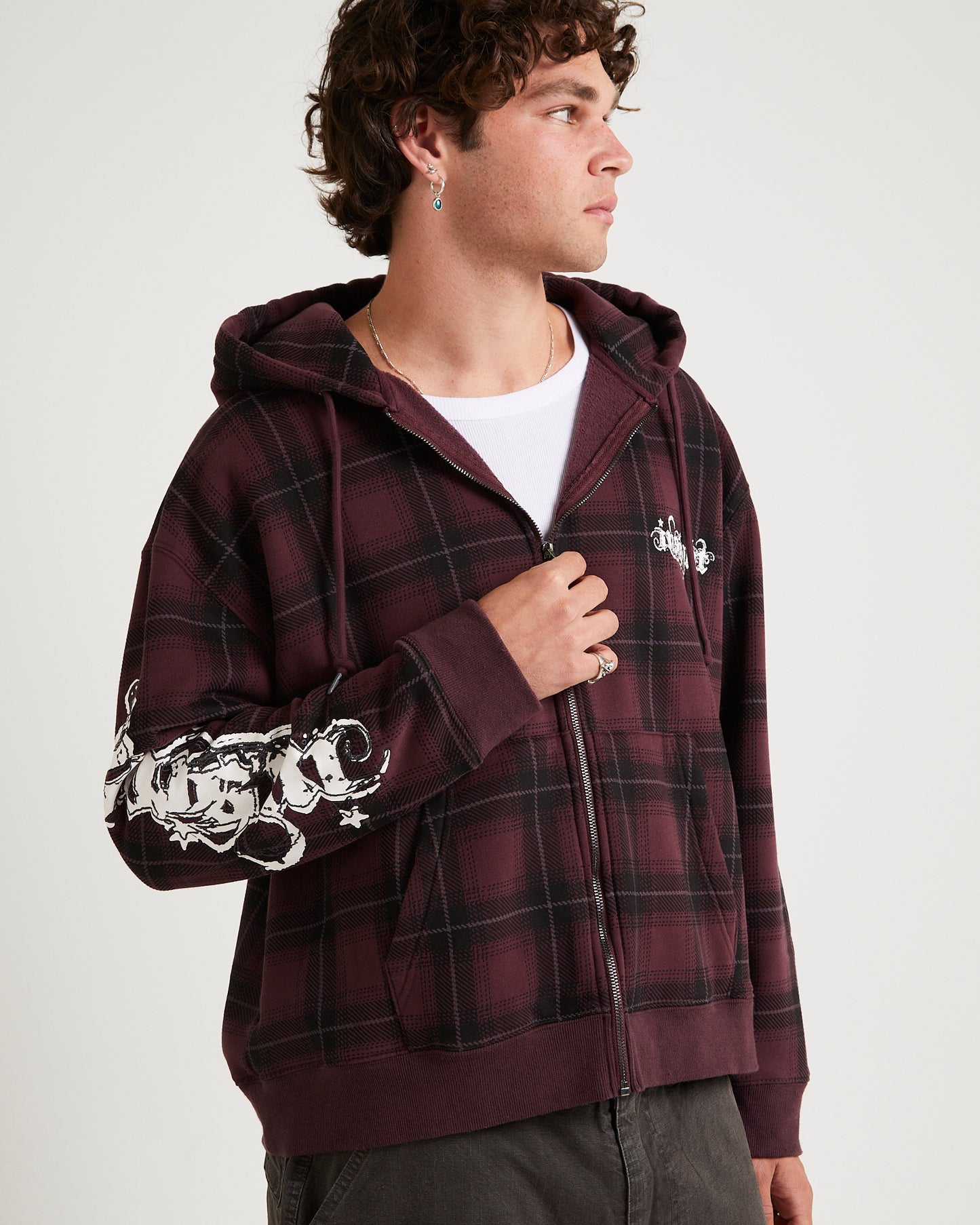 Yard Check Zip Through Hoodie