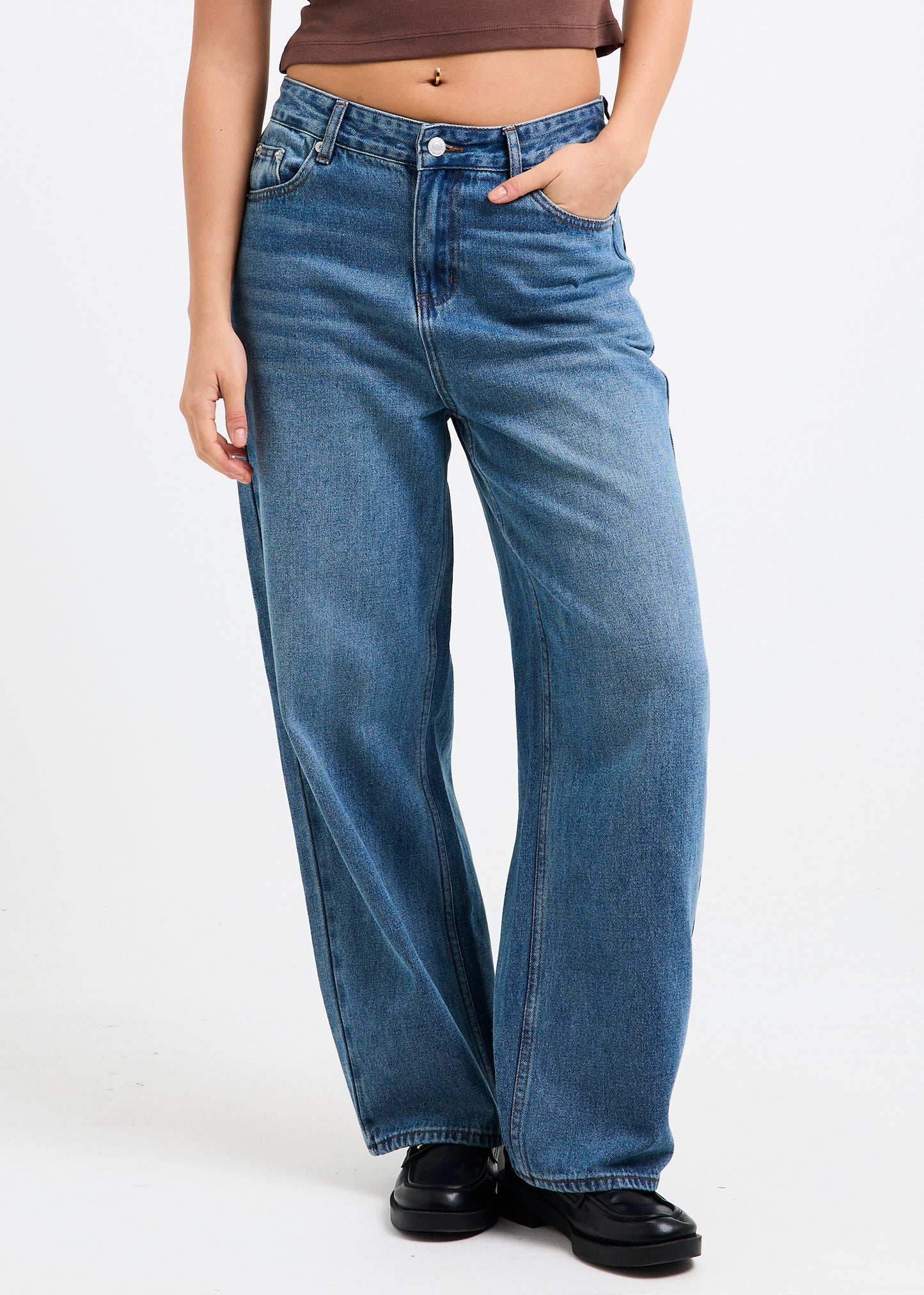 Alexa Mid Rise Denim Jeans Petite Relaxed