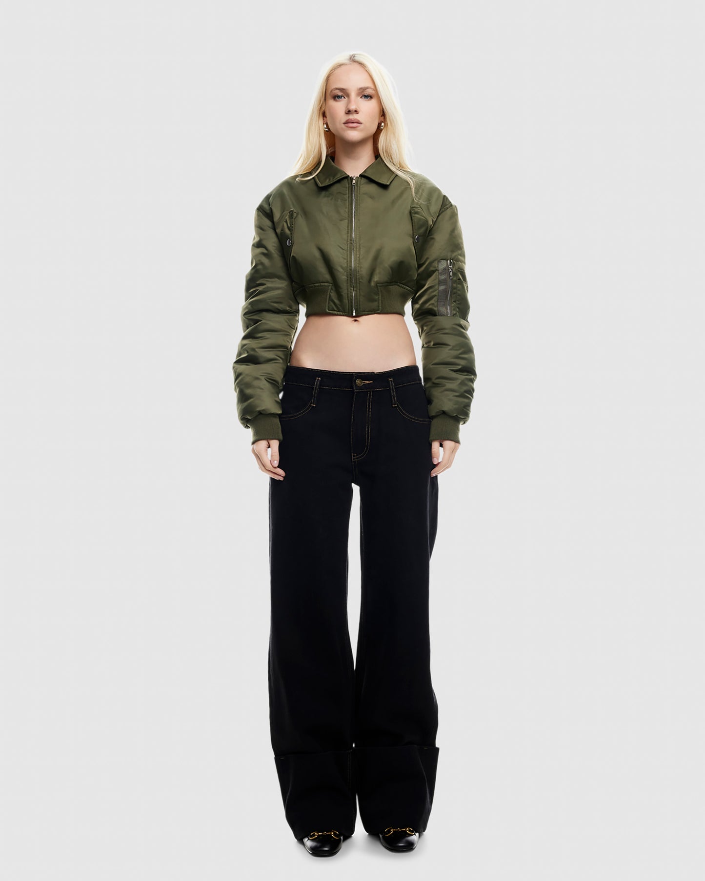 Essential Cropped Bomber Jacket