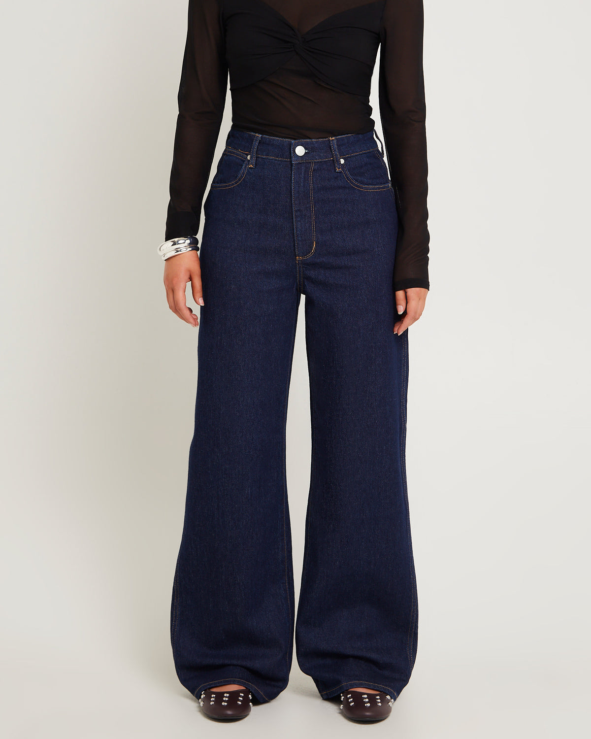 Hi Bells Flared Denim Jeans Highway Black INKSPOT