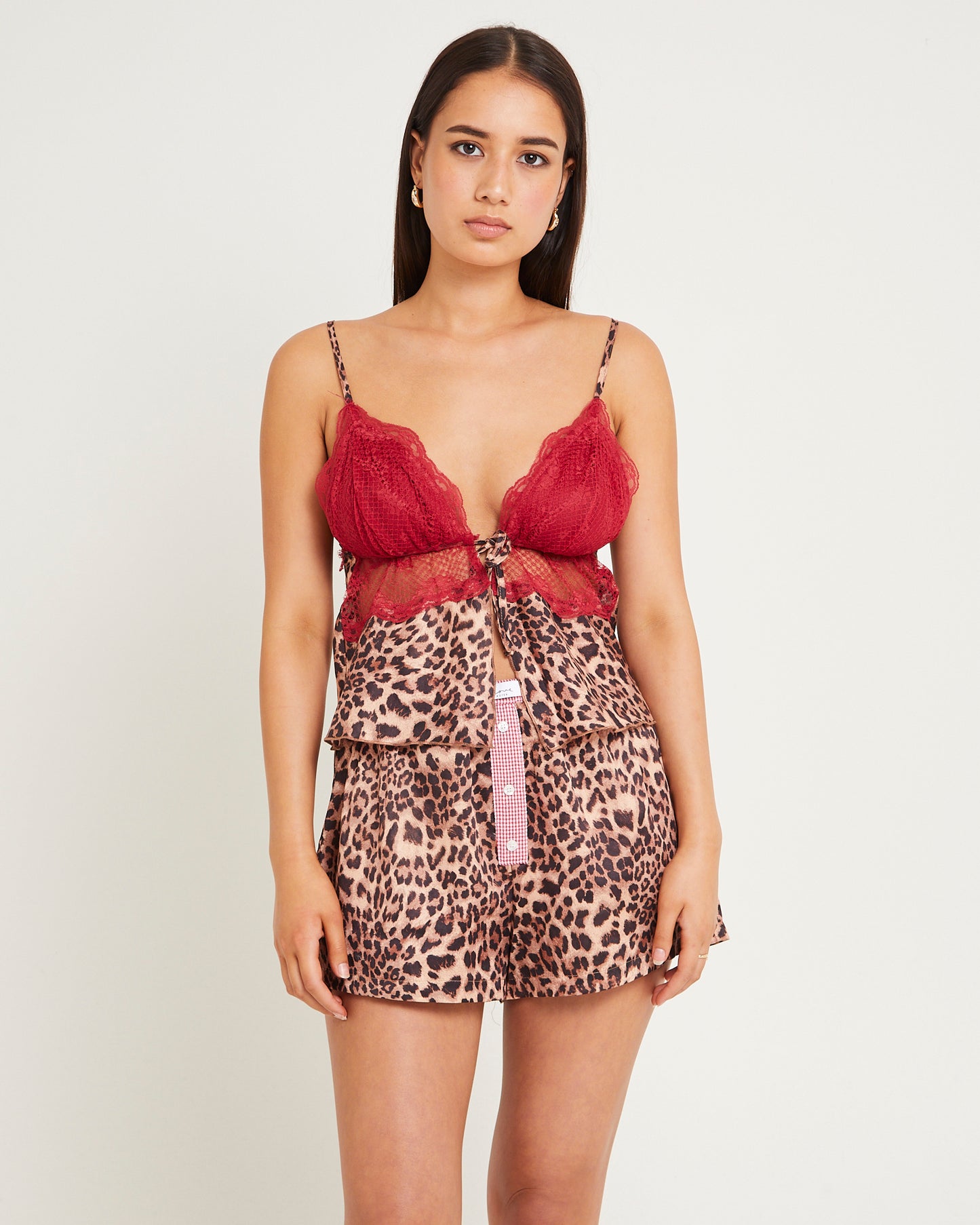 Exie Lace Insert Tie Front Cami