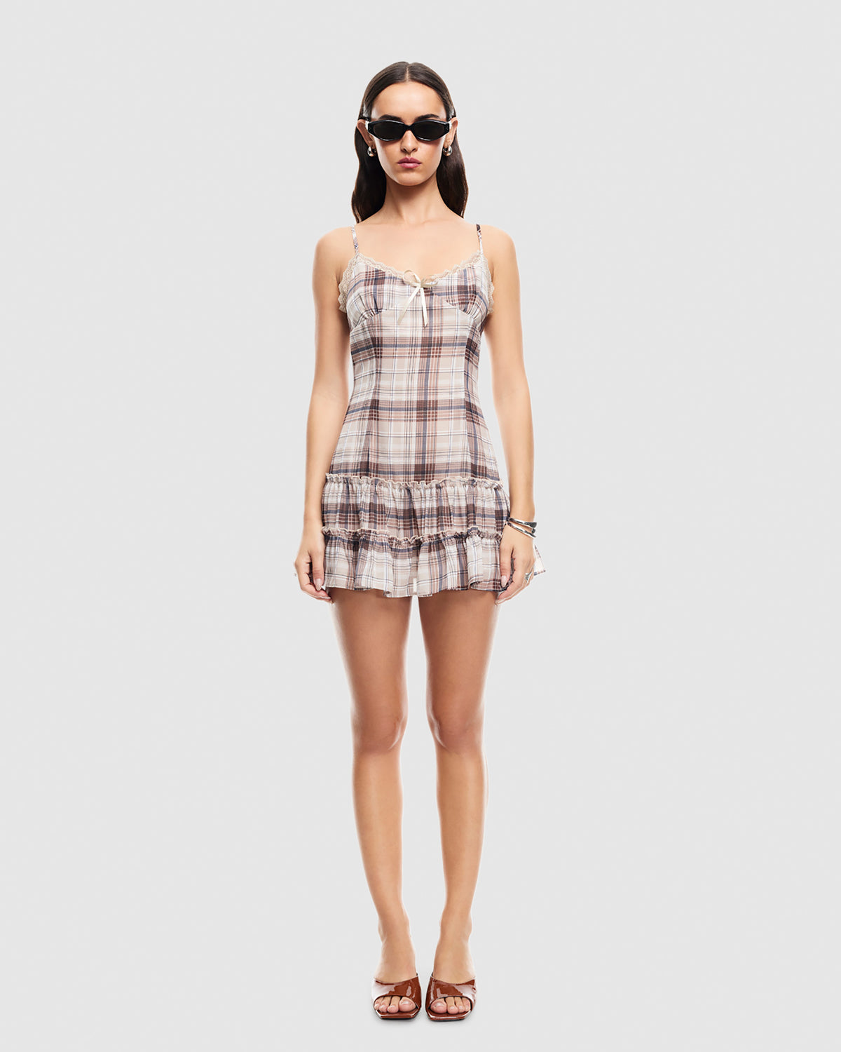 Yves Mini Dress TAN PLAID