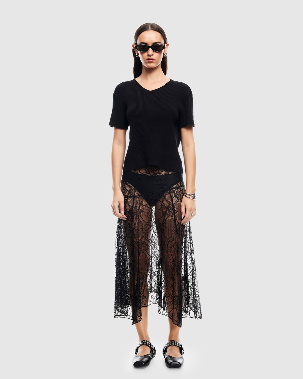 In Bloom Lace Midi Skirt ONYX