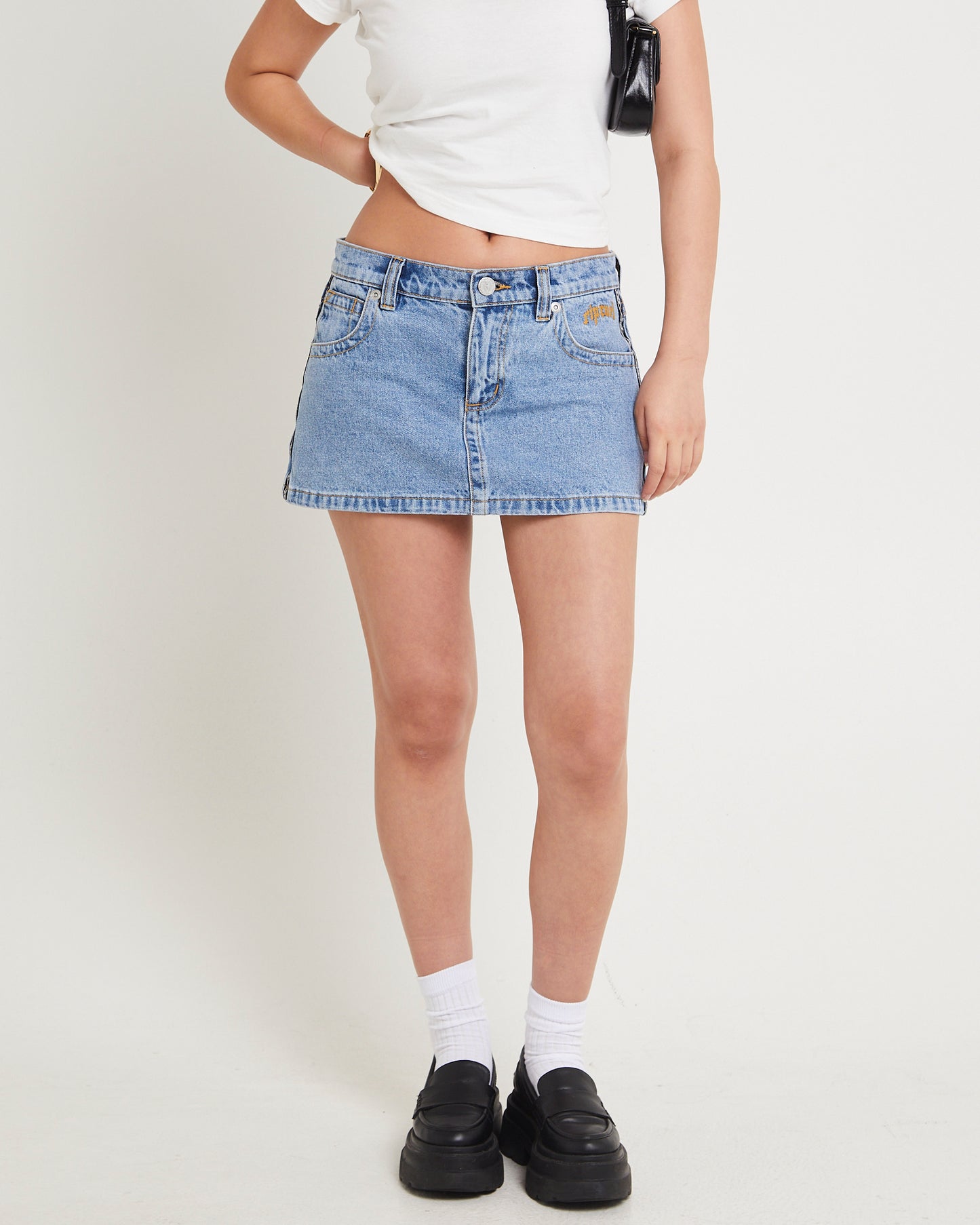 Rip Curl 99 Low Denim Skirt Ariane Tape