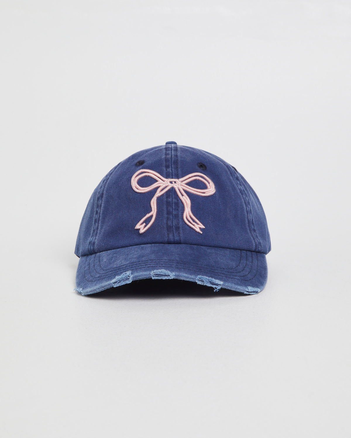 Mimi Bow Distressed Cap NAVY