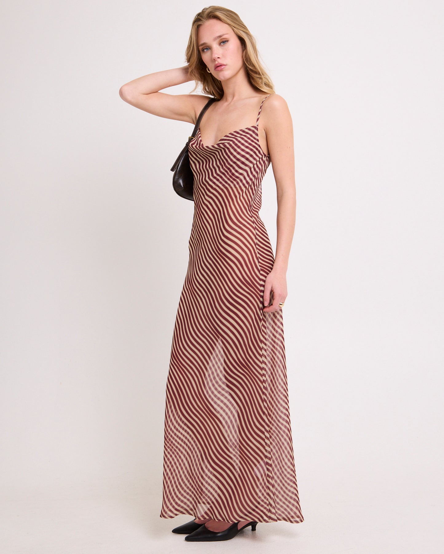Celly Cowl Sheer Maxi Dress