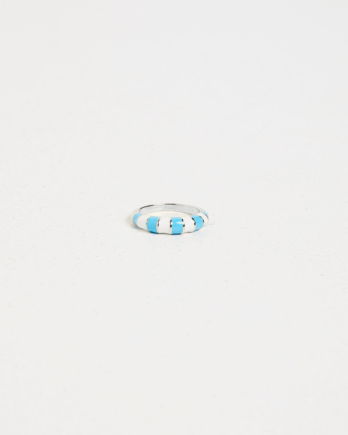 Striped Enamel Gold Ring BLUE & WHITE