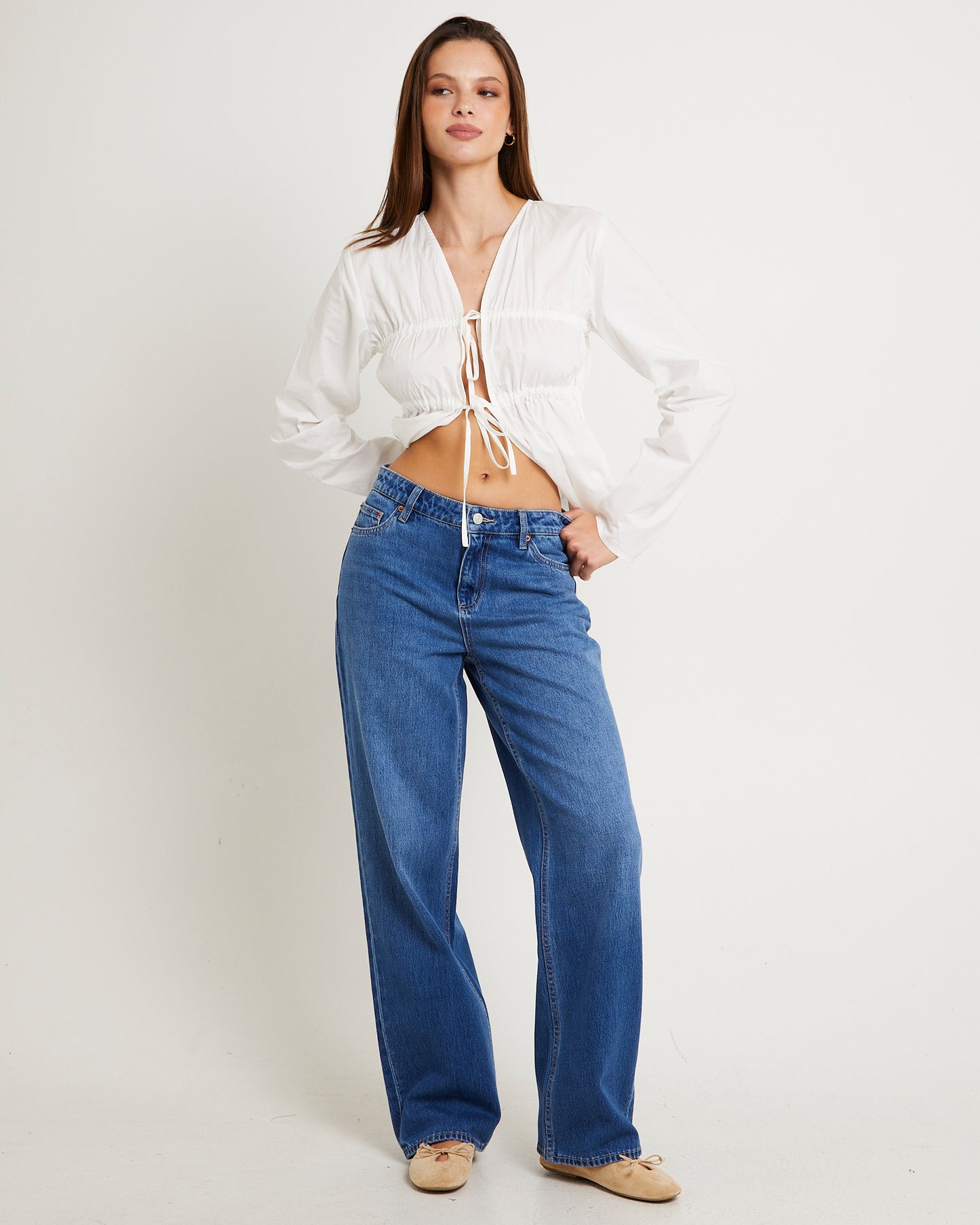 Mid Baggy Denim Jeans Arcadia Blue