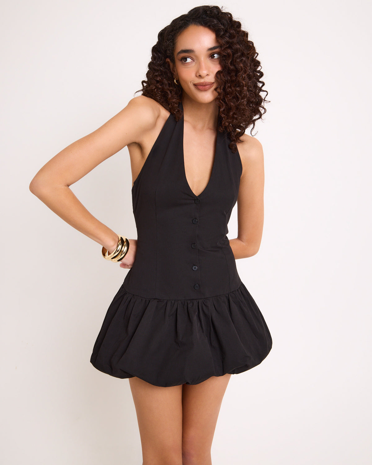Betty Halter Mini Dress BLACK