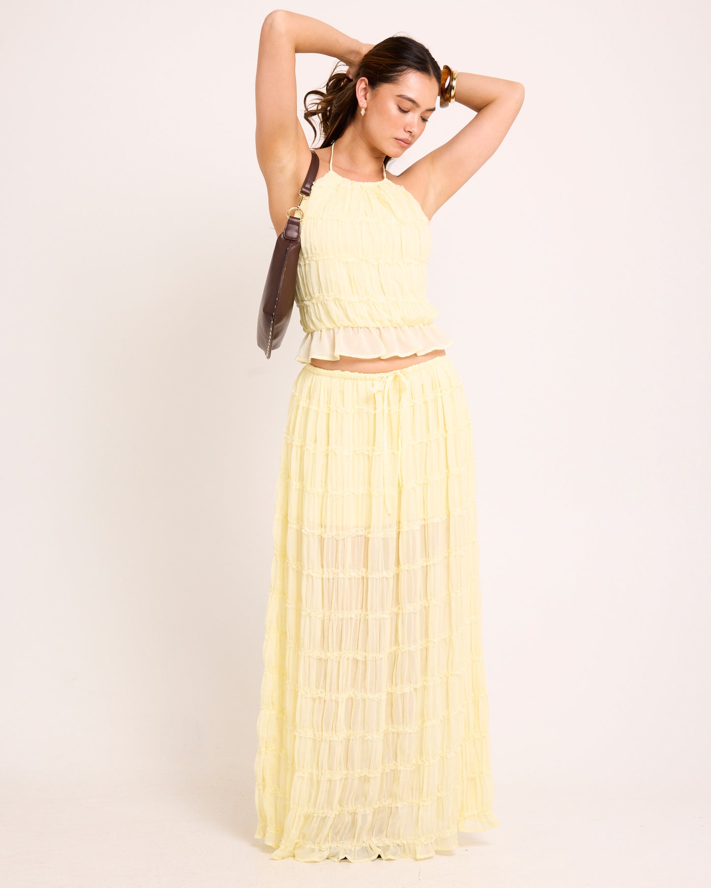 Alda Shirred Maxi Skirt