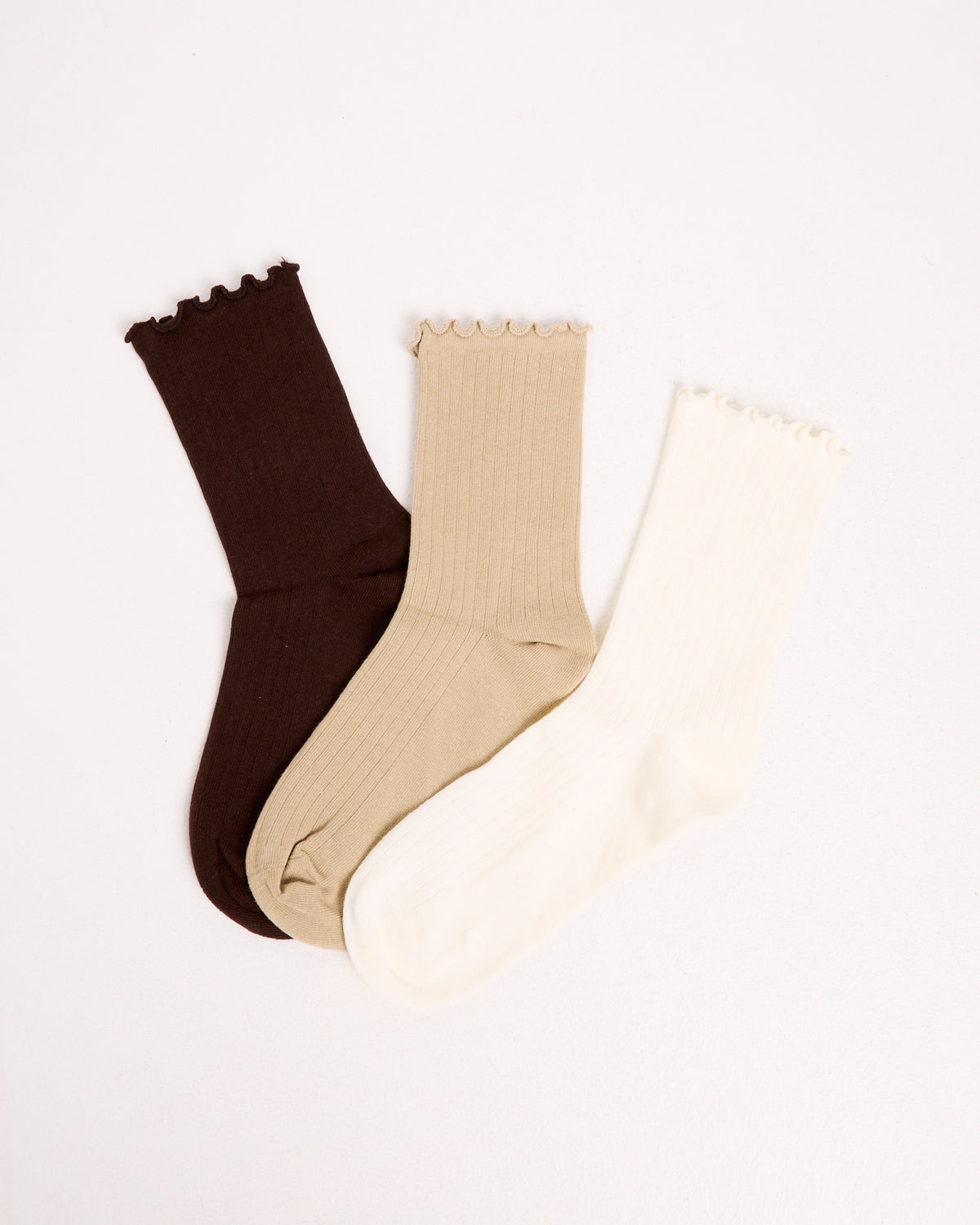Frill Ribbed Socks 3 Pack MULTI