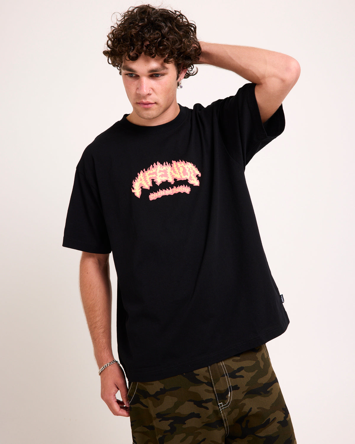 Flame On Boxy T-Shirt BLACK