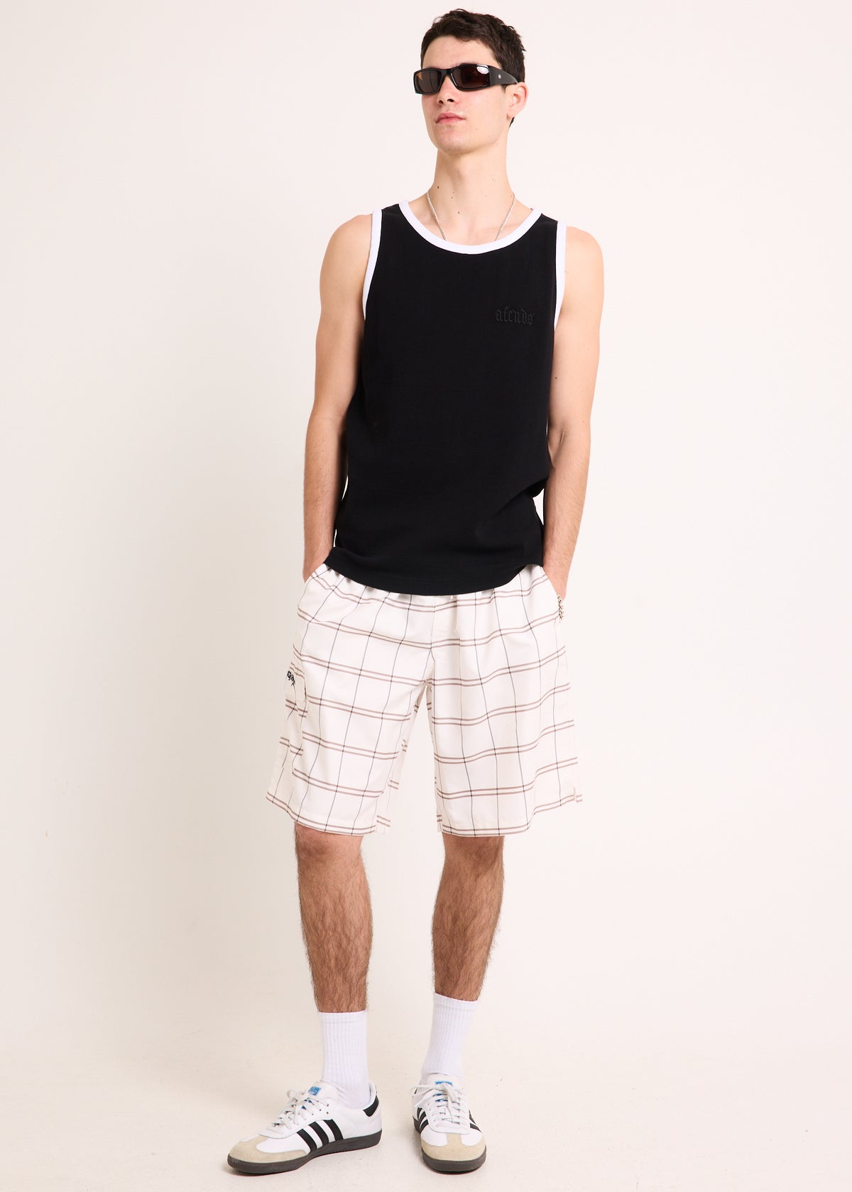 Drop Zone Rib Singlet BLACK WHITE