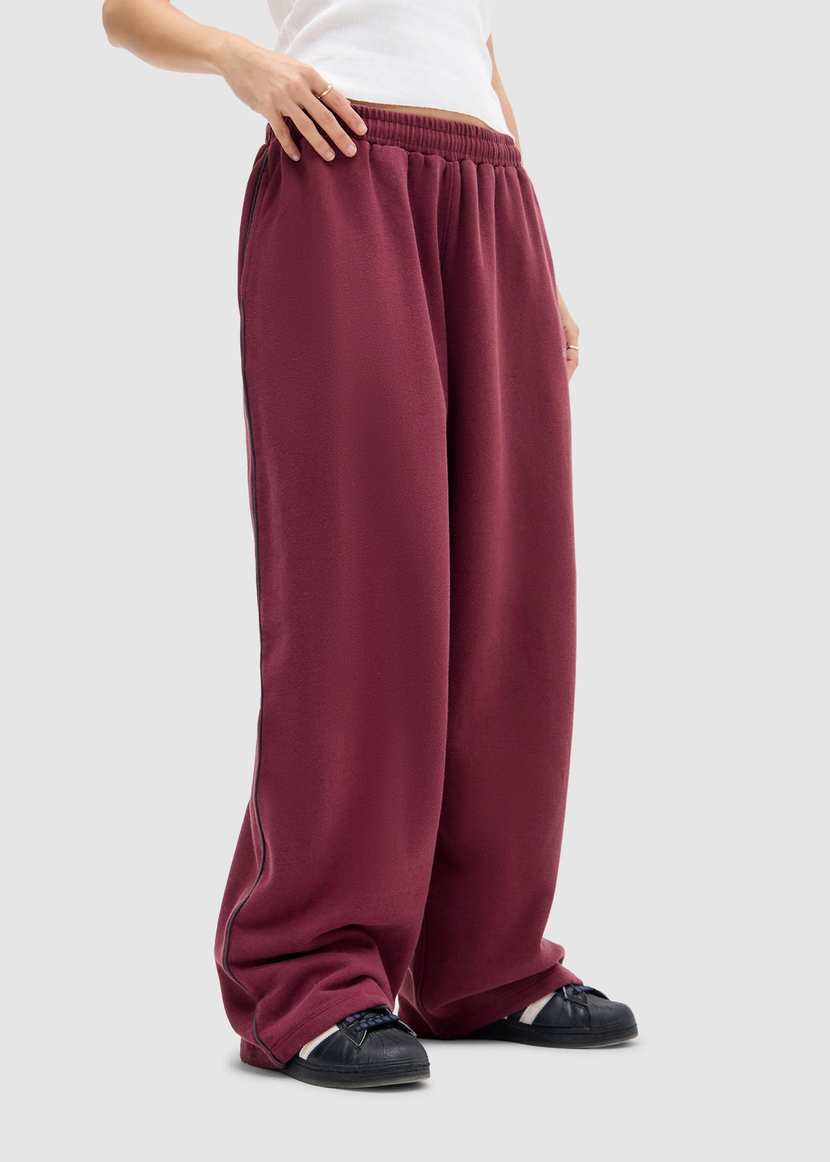 Harri Wide Leg Jogger Pants BURGUNDY-6625