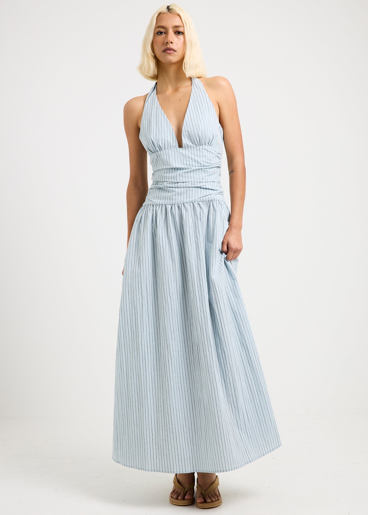 Alex Plunge Striped Maxi Dress