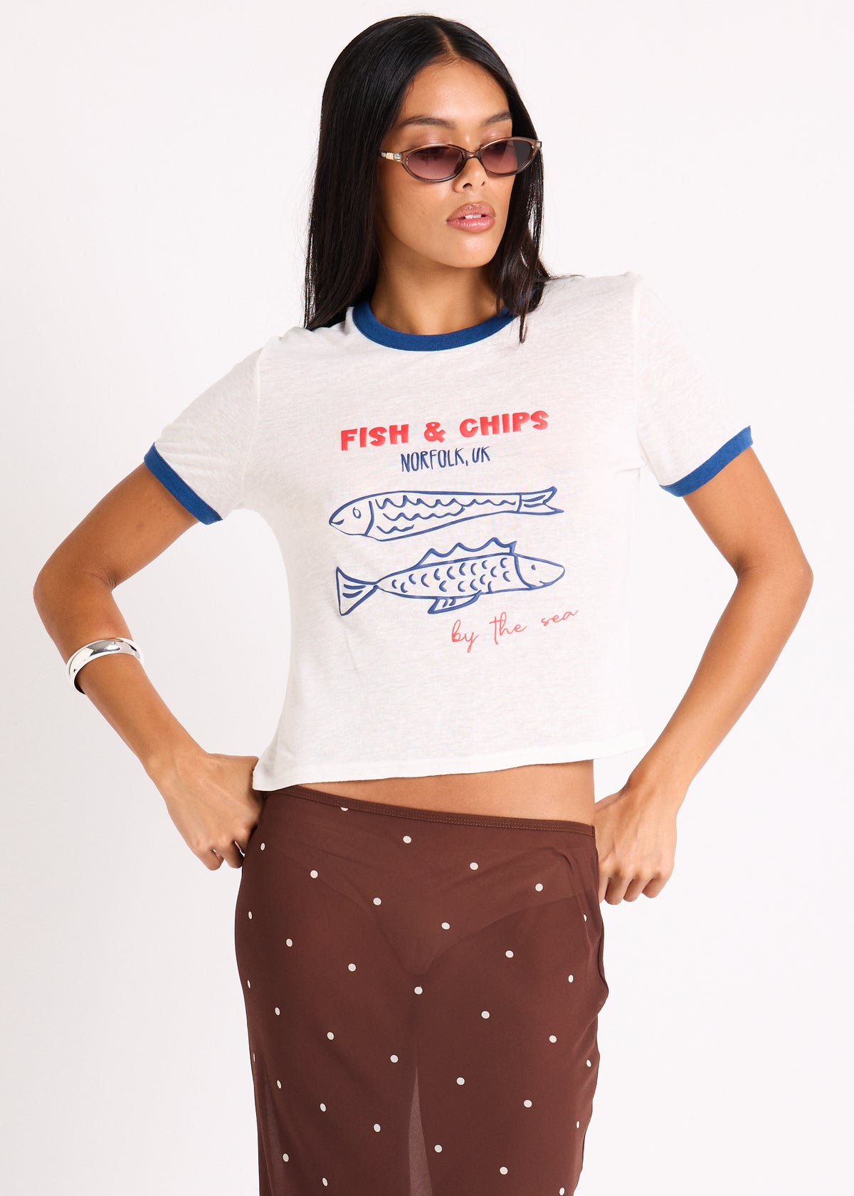 Fisherman Ringer T-Shirt WHITE/BLUE