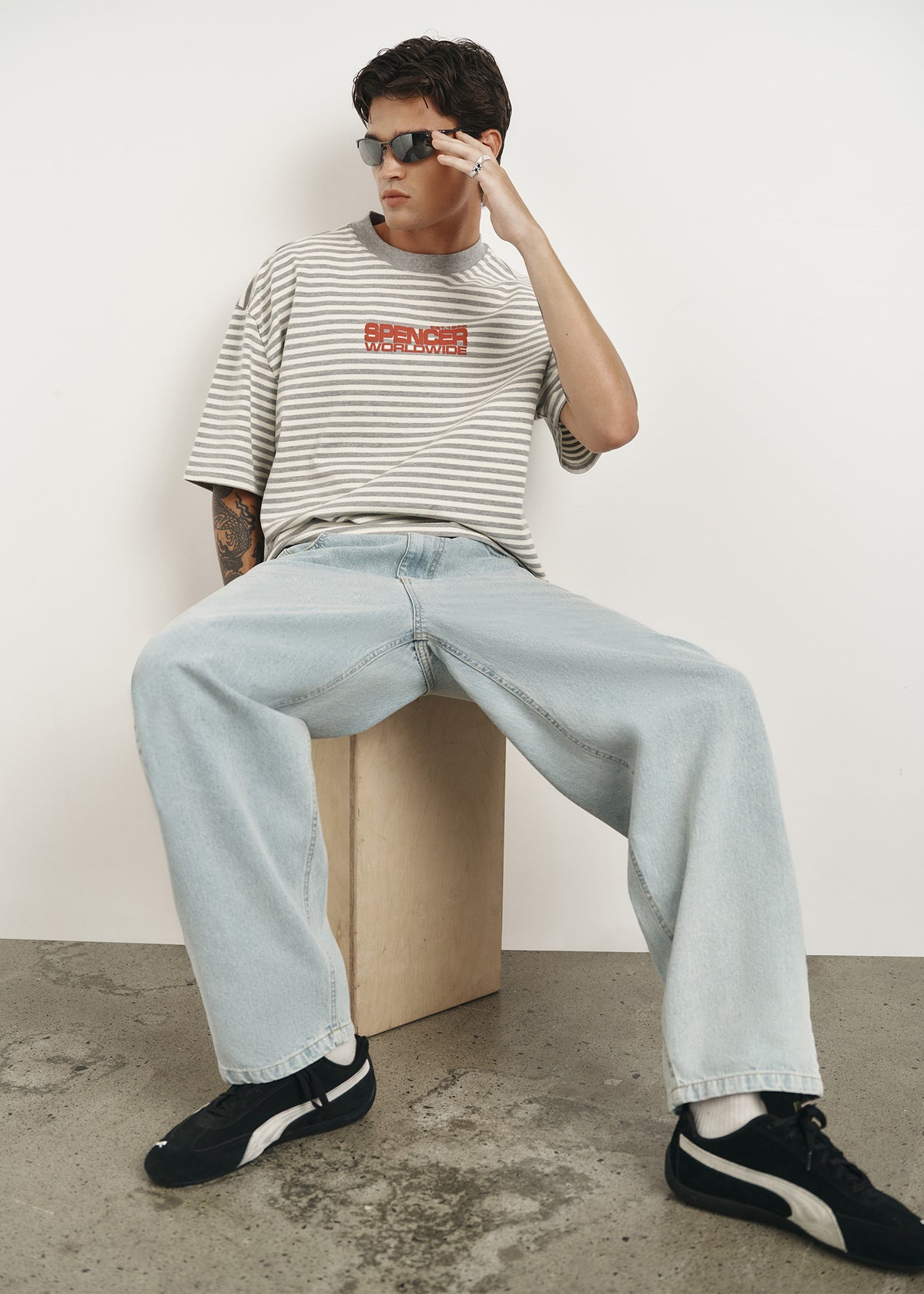 Minor  Stripe Short Sleeve T-Shirt GREY