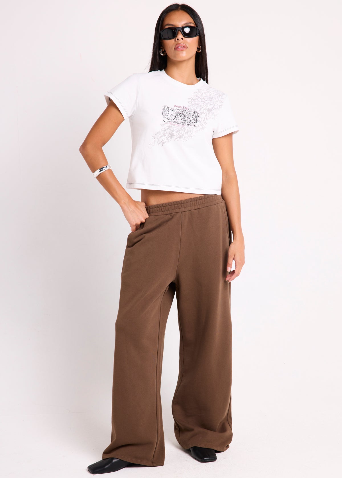 Cannes Wide Leg Fleece Pants BROWN