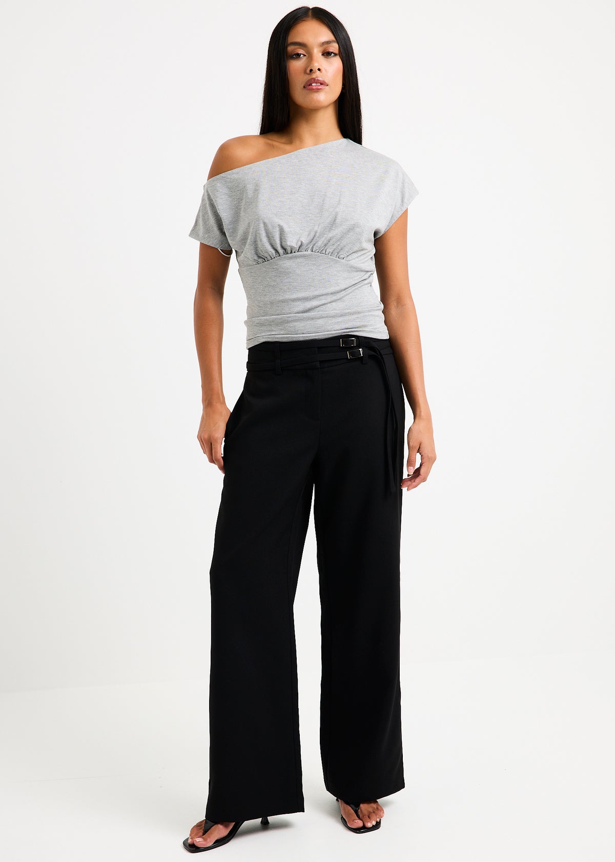 Renelle Belt Detail Pants BLACK