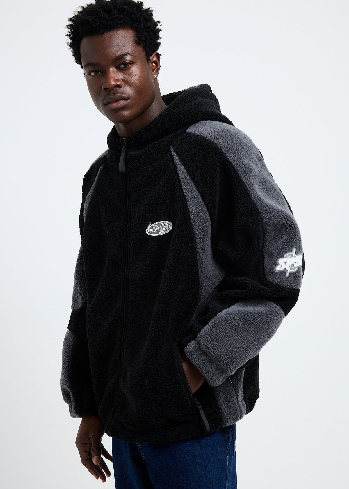 Akira Sherpa Zip Jacket GREY