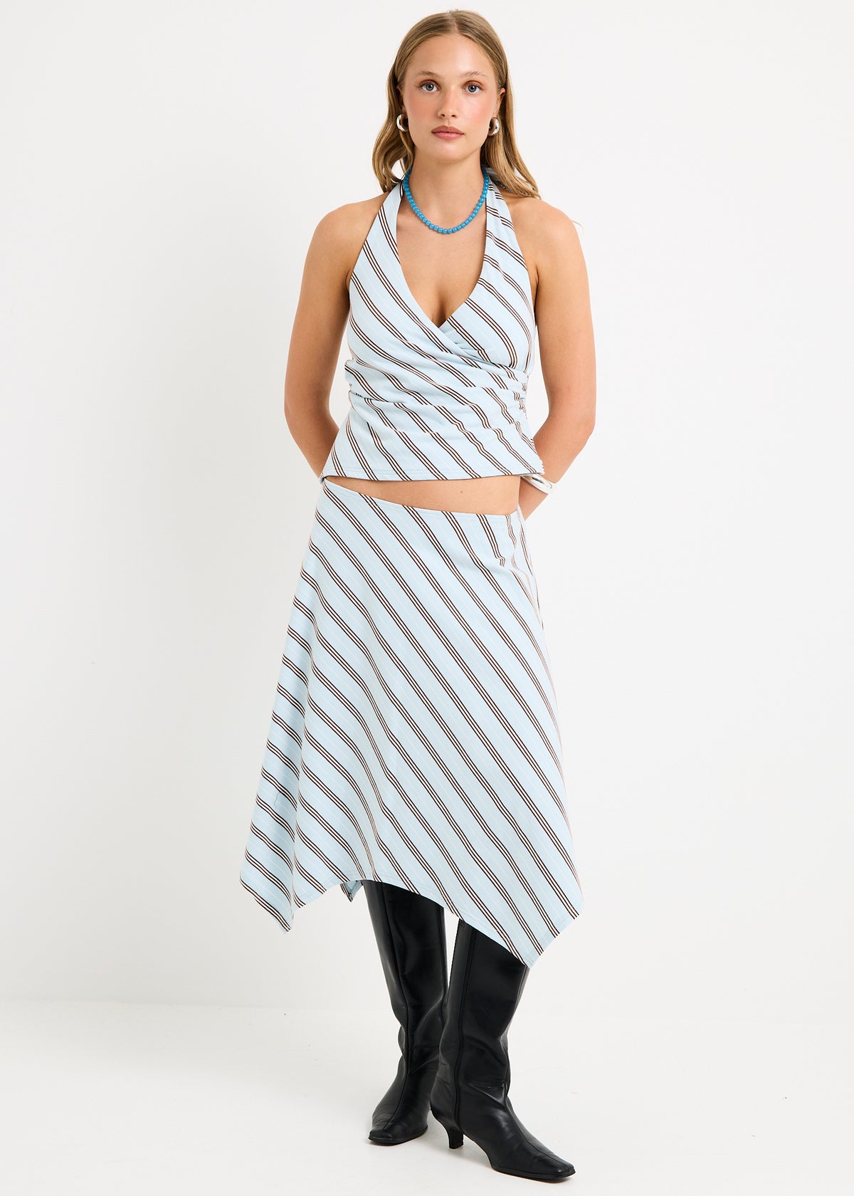 Suzy Midi Skirt BLUE STRIPE