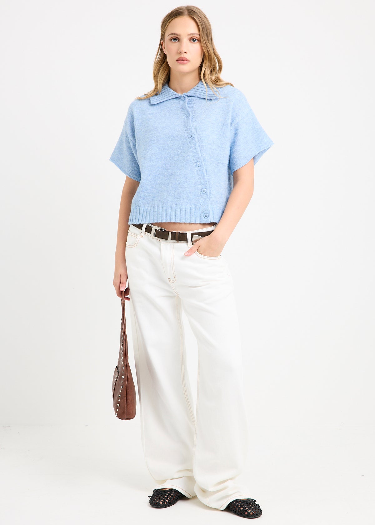 Sofia Asymm Knit Cardi BLUE