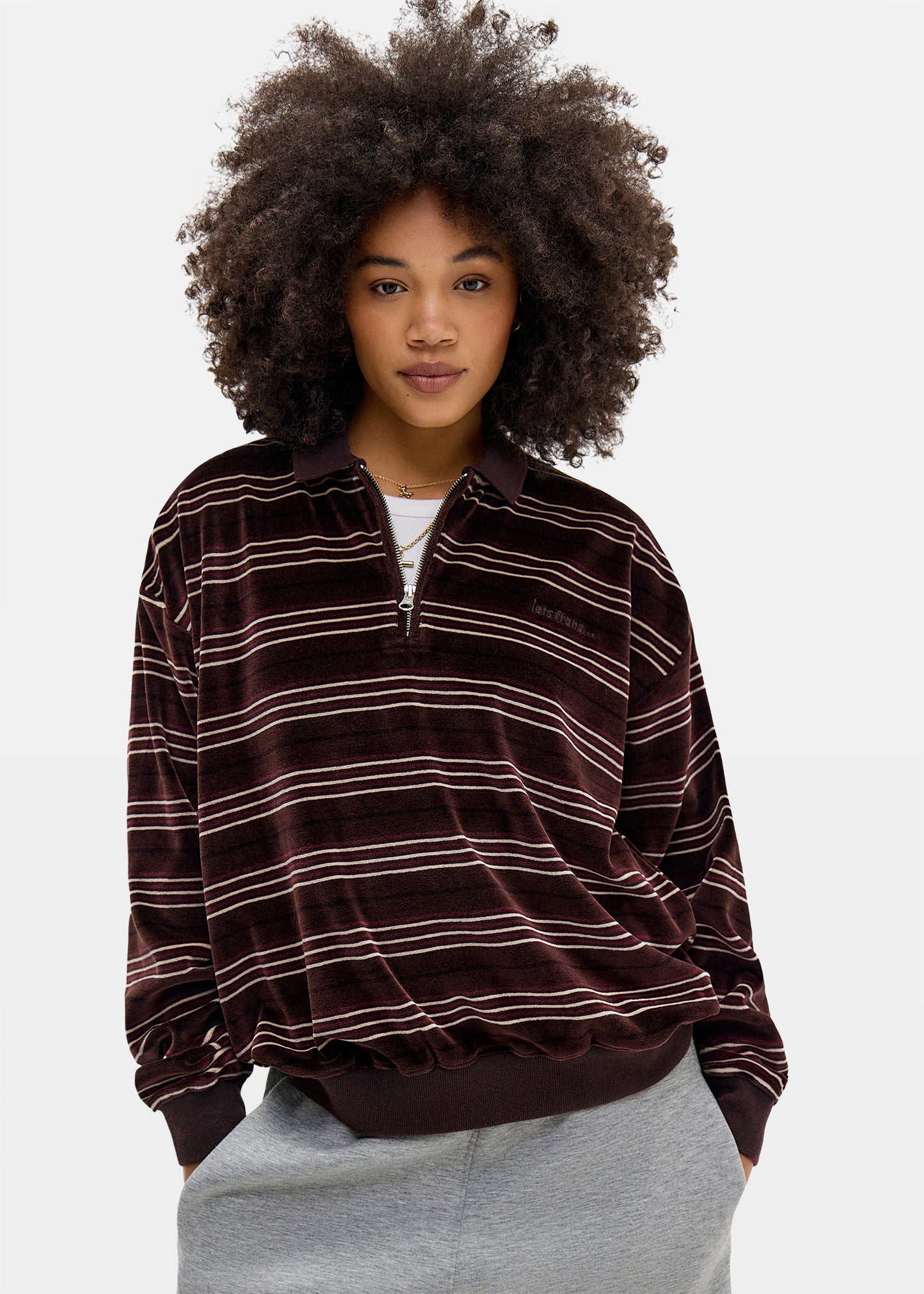 Stripe Velour Polo Shirt