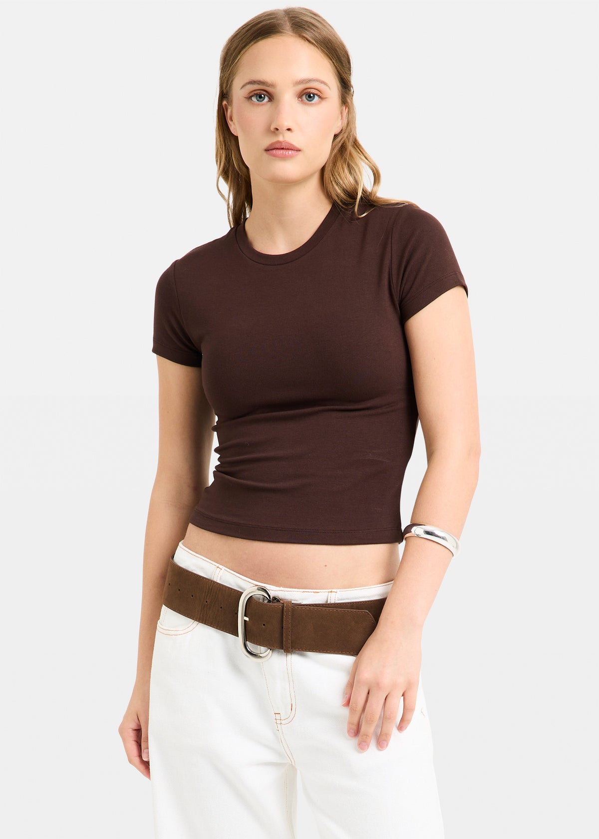 Slinky Fitted T-Shirt DEEP CHOC