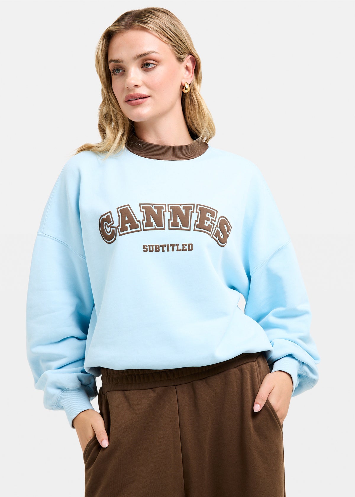 Cannes Contrast Crew Neck Jumper BAY BLUE