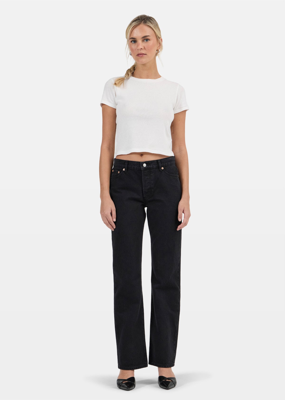 Meg Straight Denim Jeans WASHED BLACK