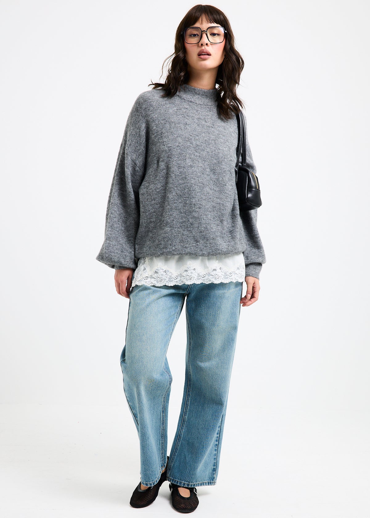 Tiana Crew Neck Knit Jumper DARK GREY