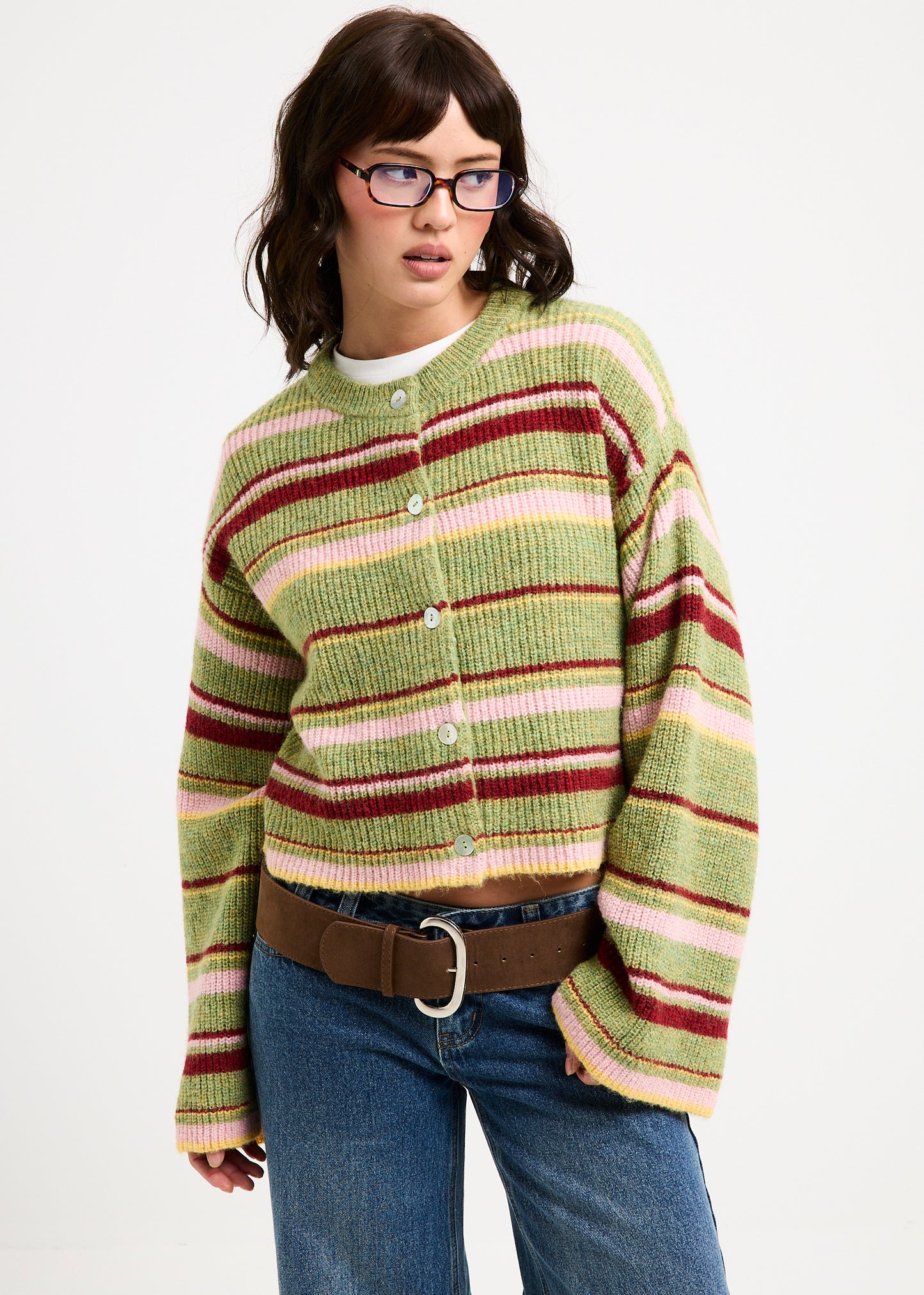 Regina Eyelash Knit Oversized Stripe Cardigan