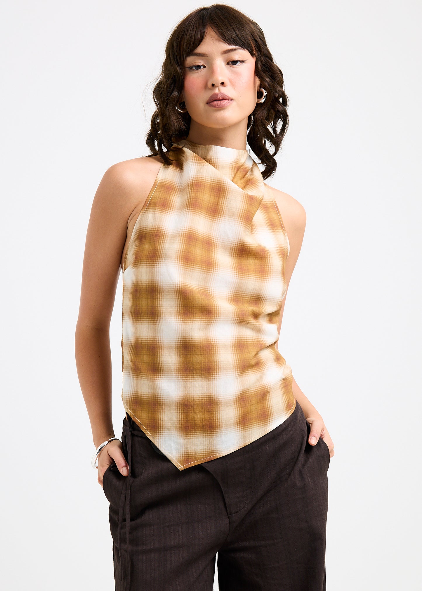 Alyssa Plaid Halter Top
