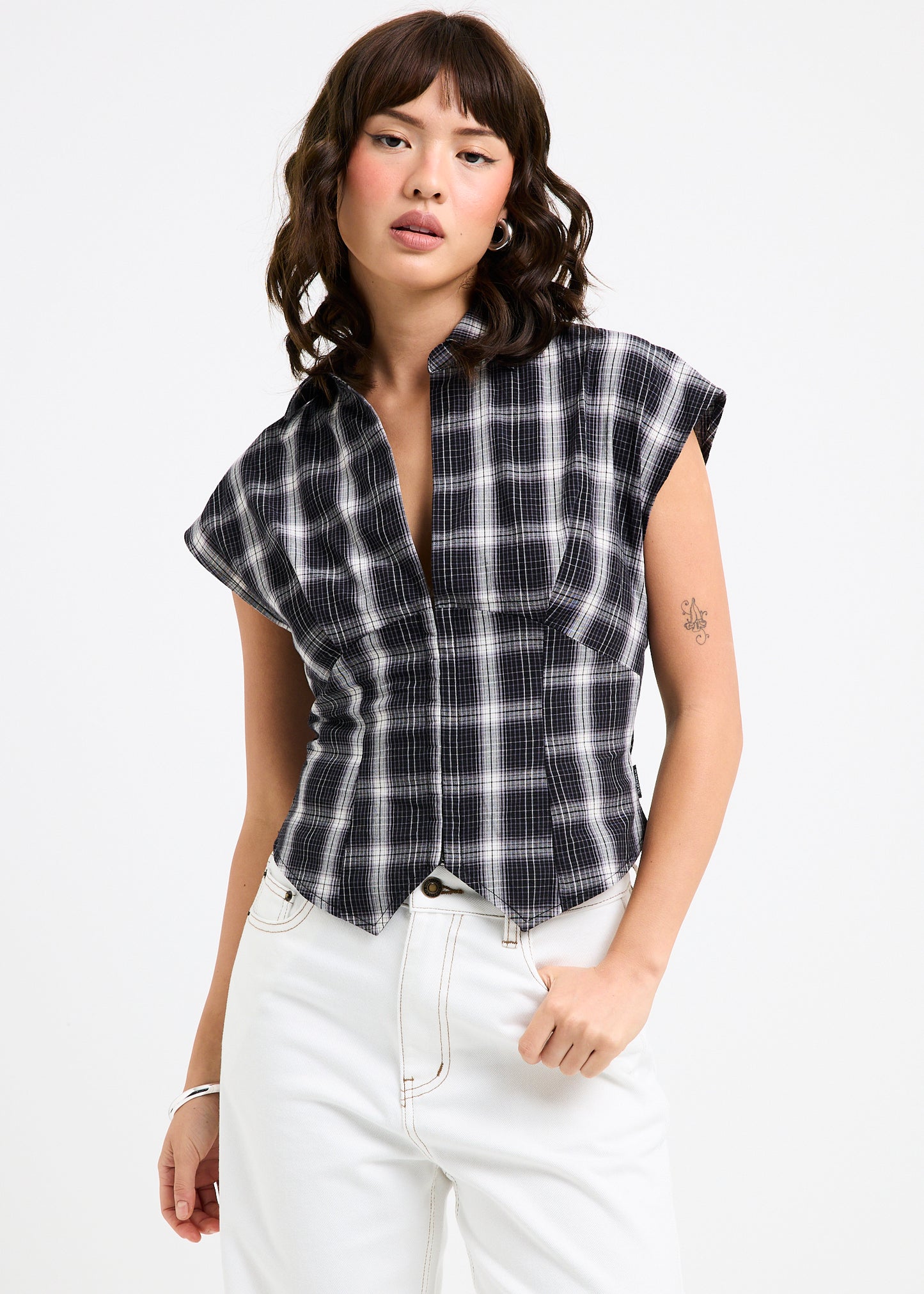 Milos Plaid Plunge Shirt