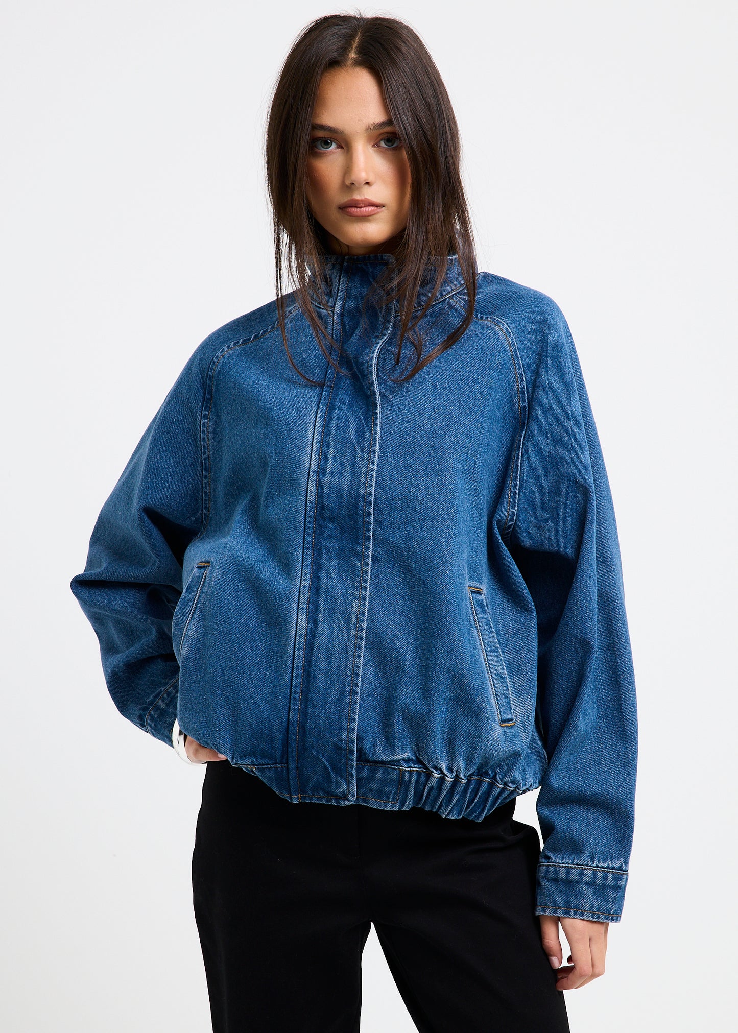 Talia Denim Funnel Jacket