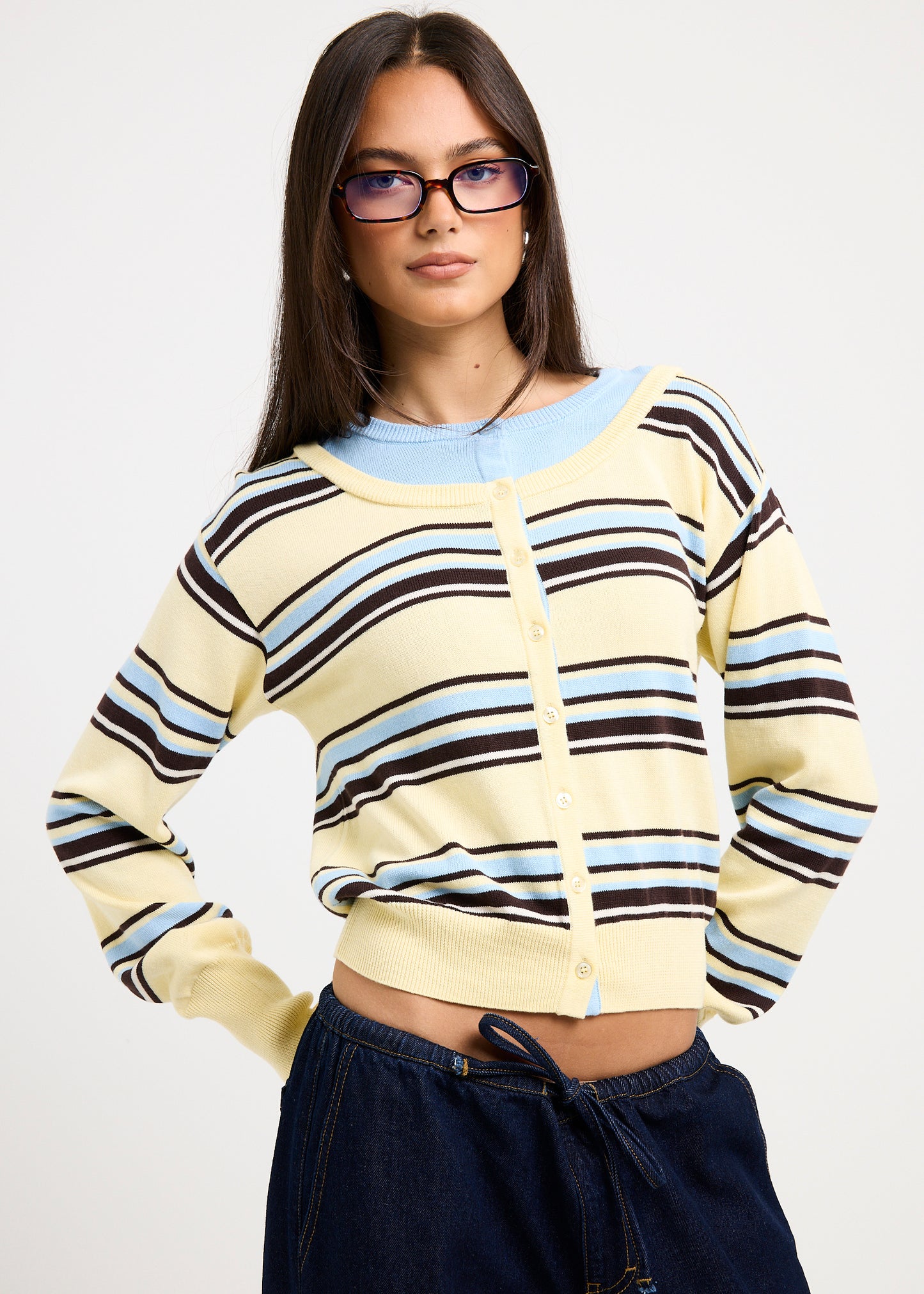 Odessa Double Knit Stripe Cardigan