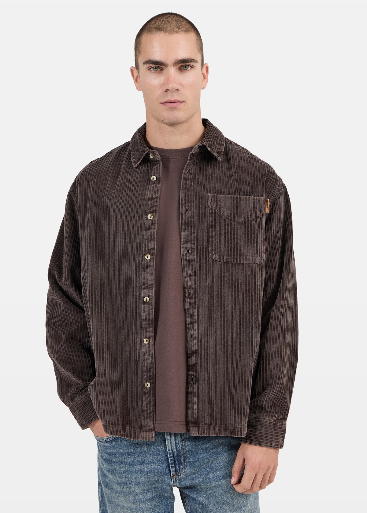 Campus Chunky Cord Long Sleeve Shirt DARK BROWN