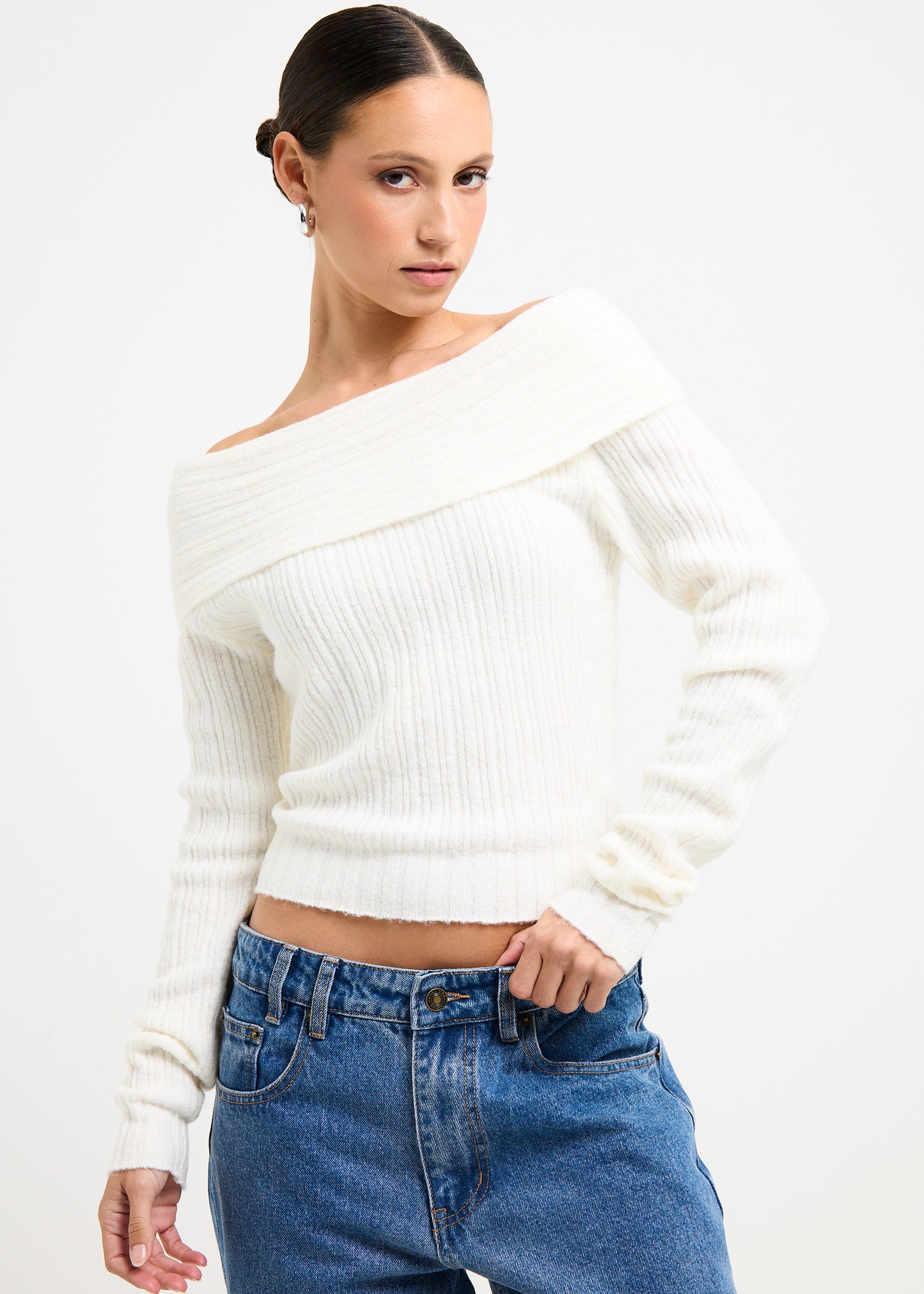 Claudia Off Shoulder Rib Knit Top