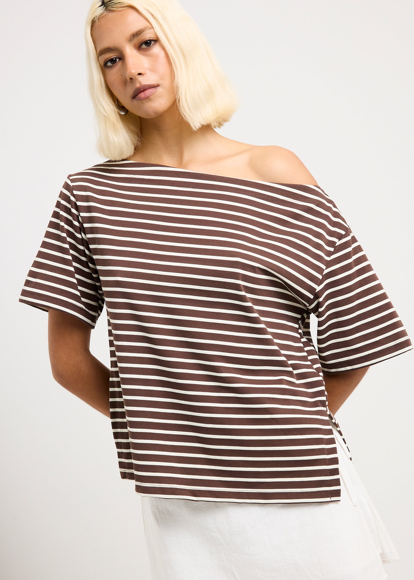 Amber Asymmetric Stripe Top