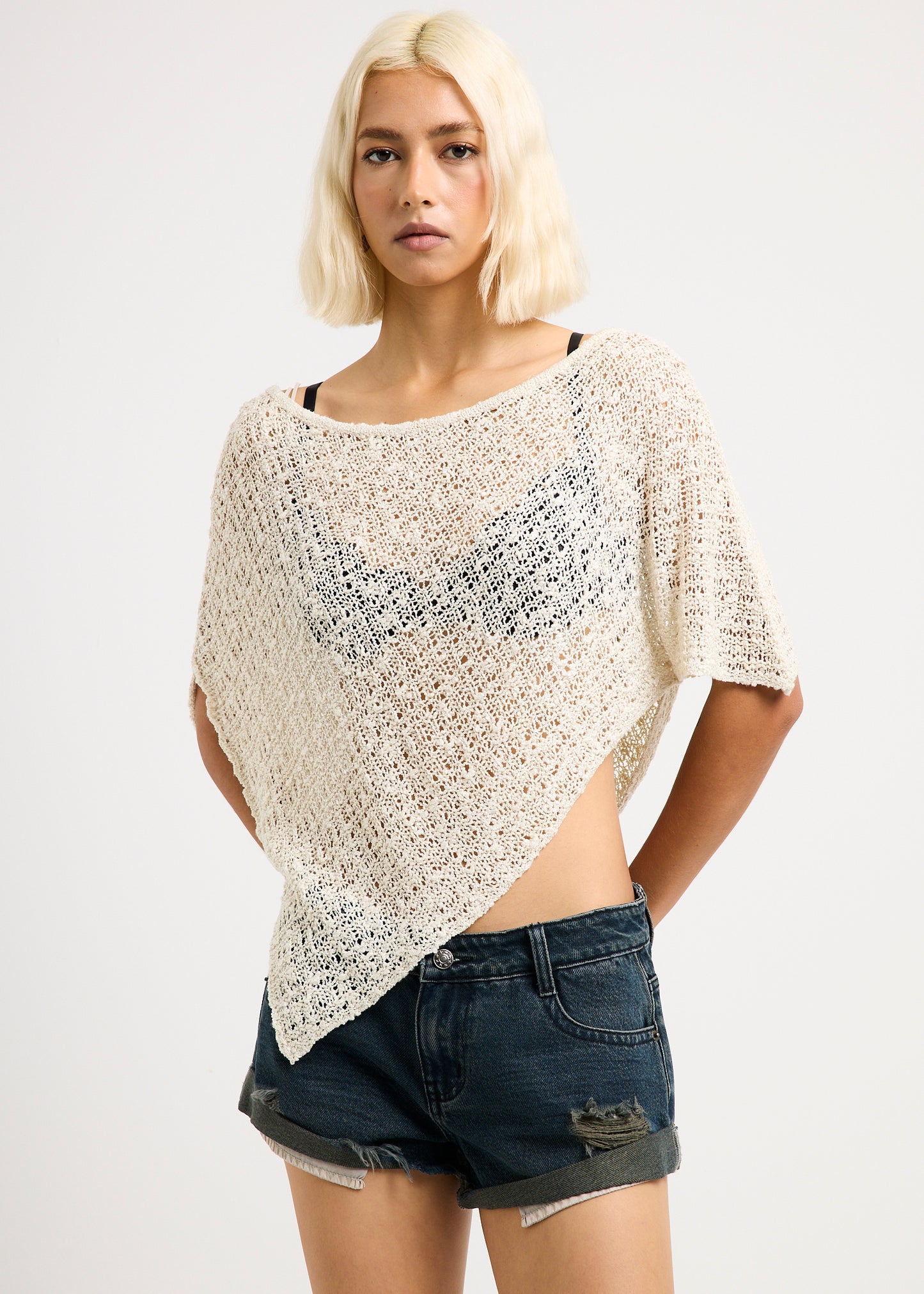 Faye Open Knit Poncho