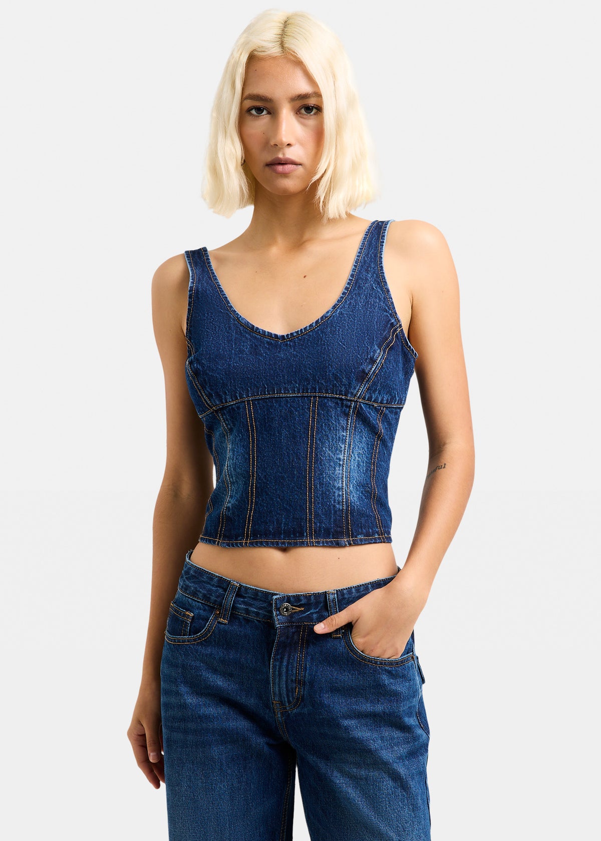 Greta Panel Denim Top
