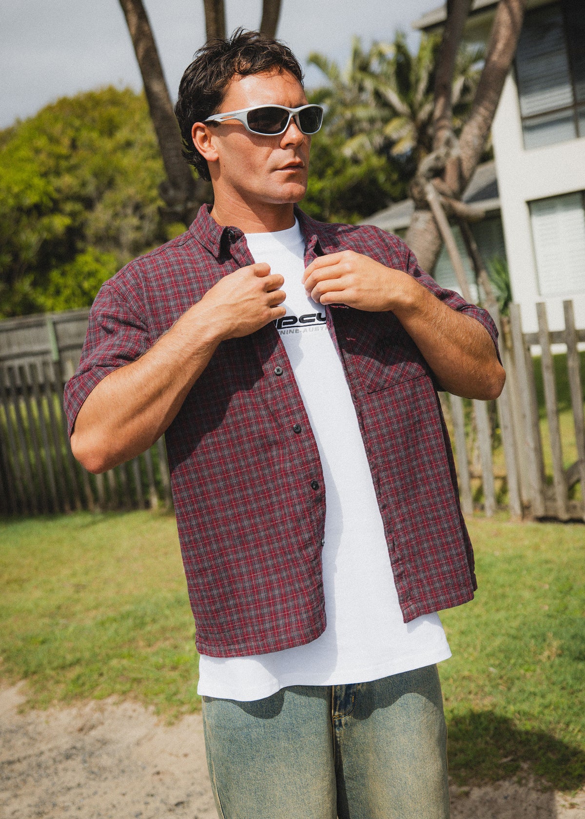 Archive Goth Plaid Short Sleeve Shirt BURGANDY CHECK