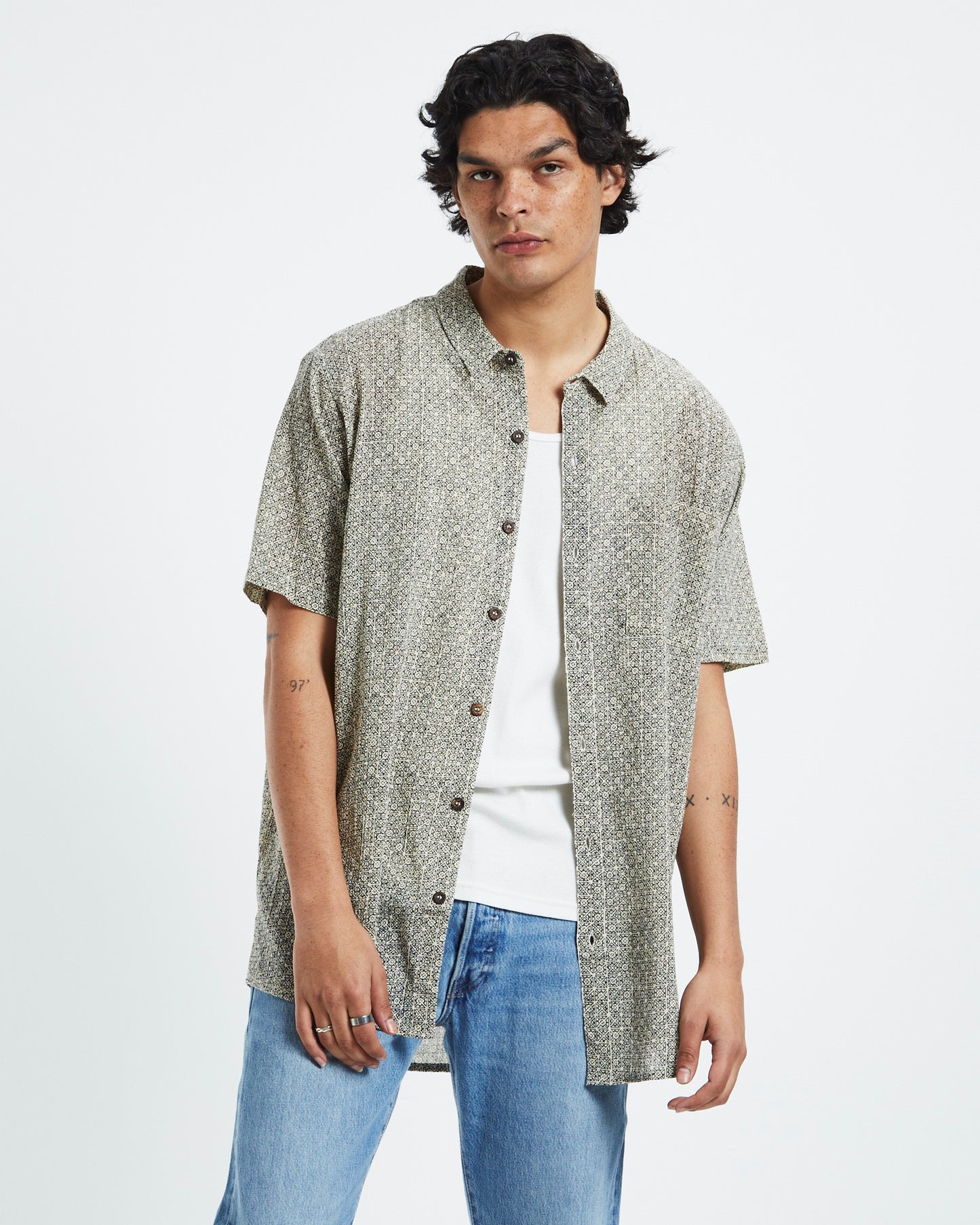 Bon Tiki Short Sleeve Shirt Bone