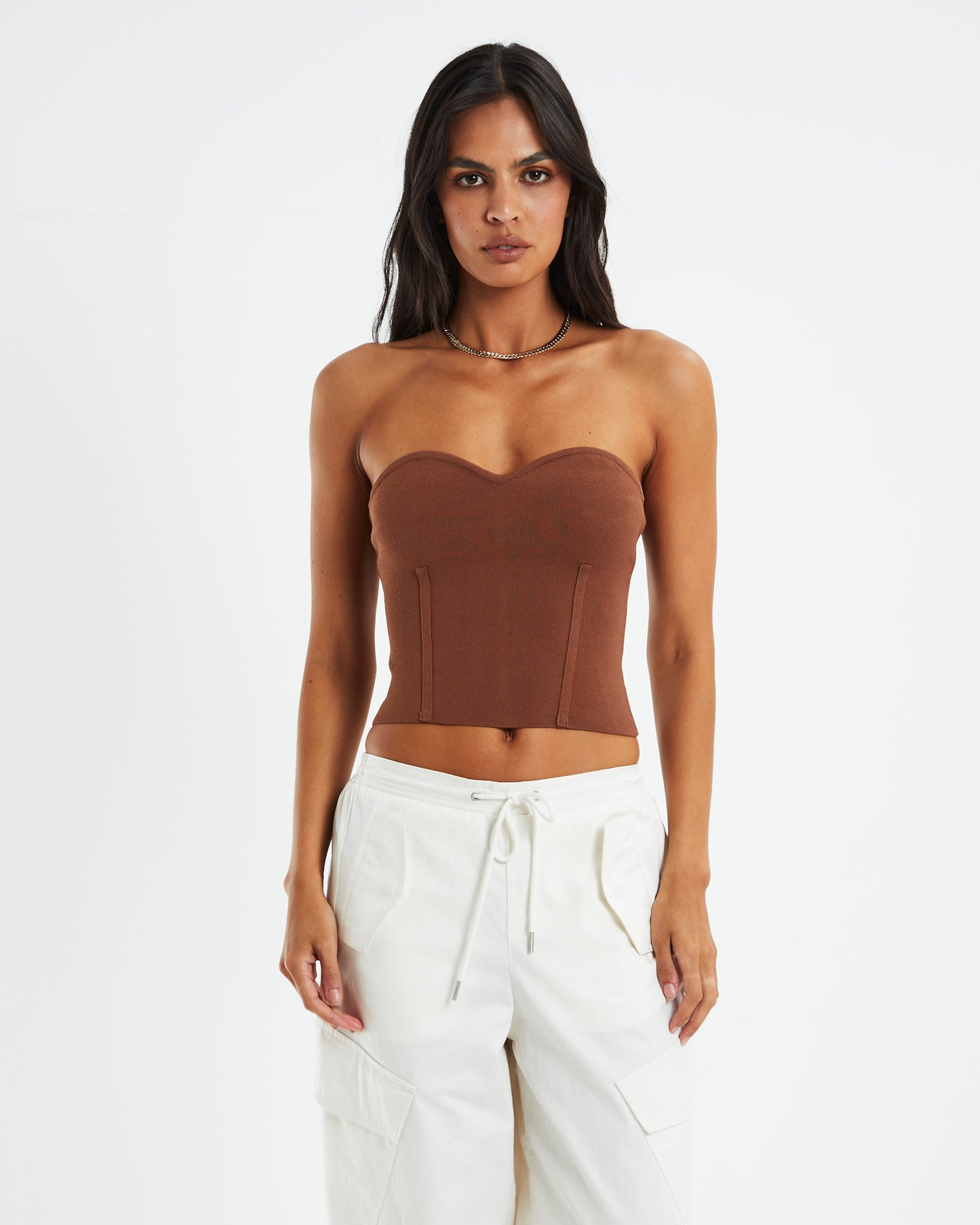 Faye Compact Knit Corset Cocoa Brown