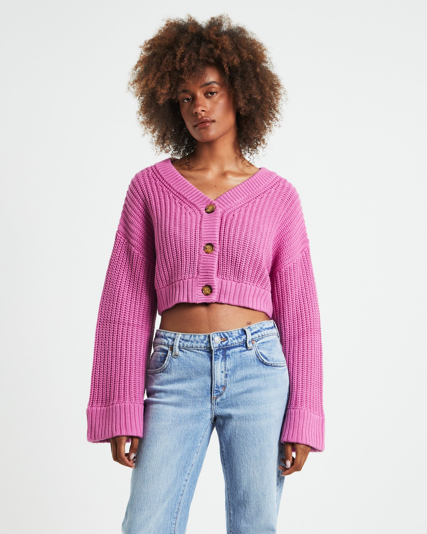 Cooper Crop Cardigan Shell Pink