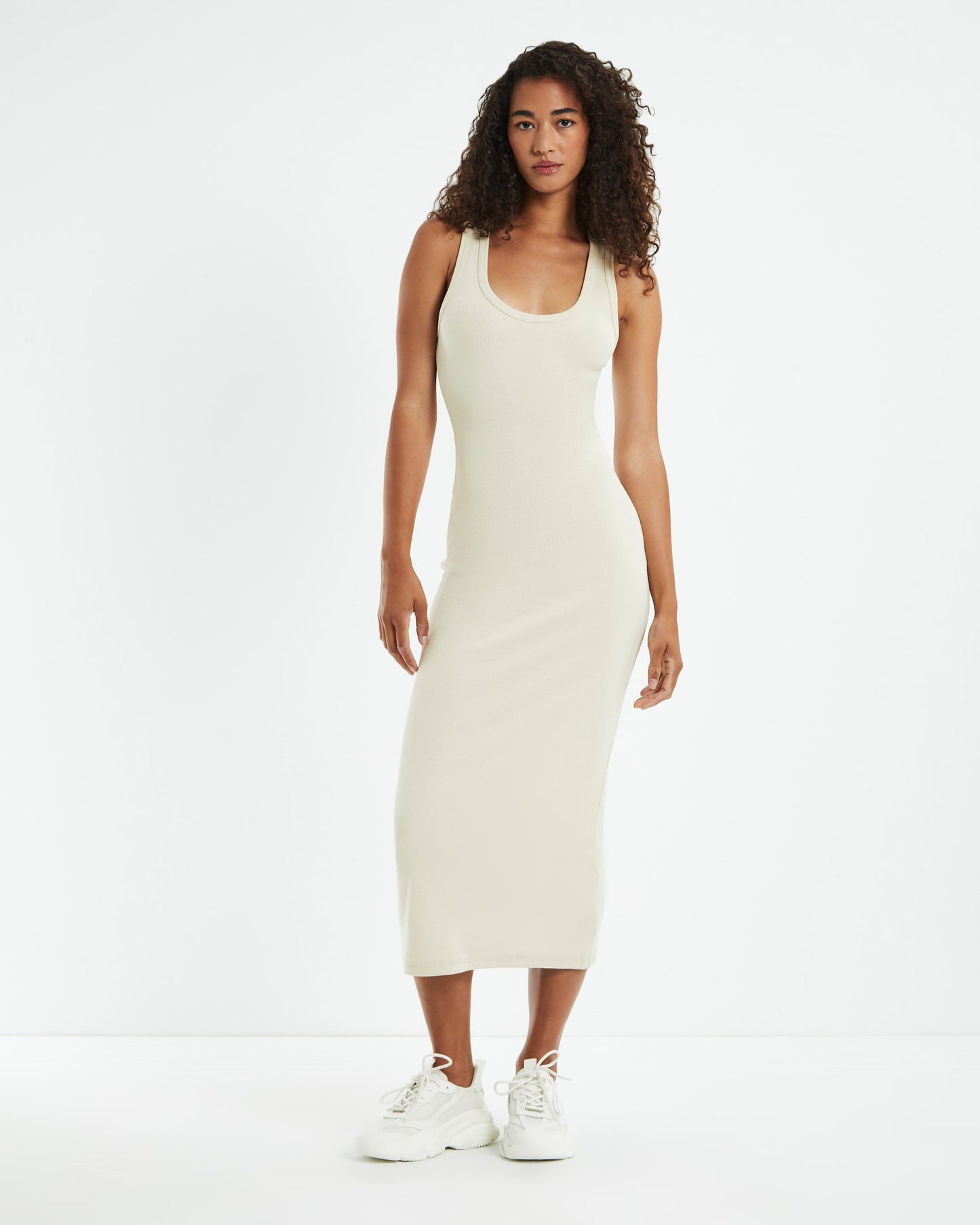 Racer Back Midi Dress Stone