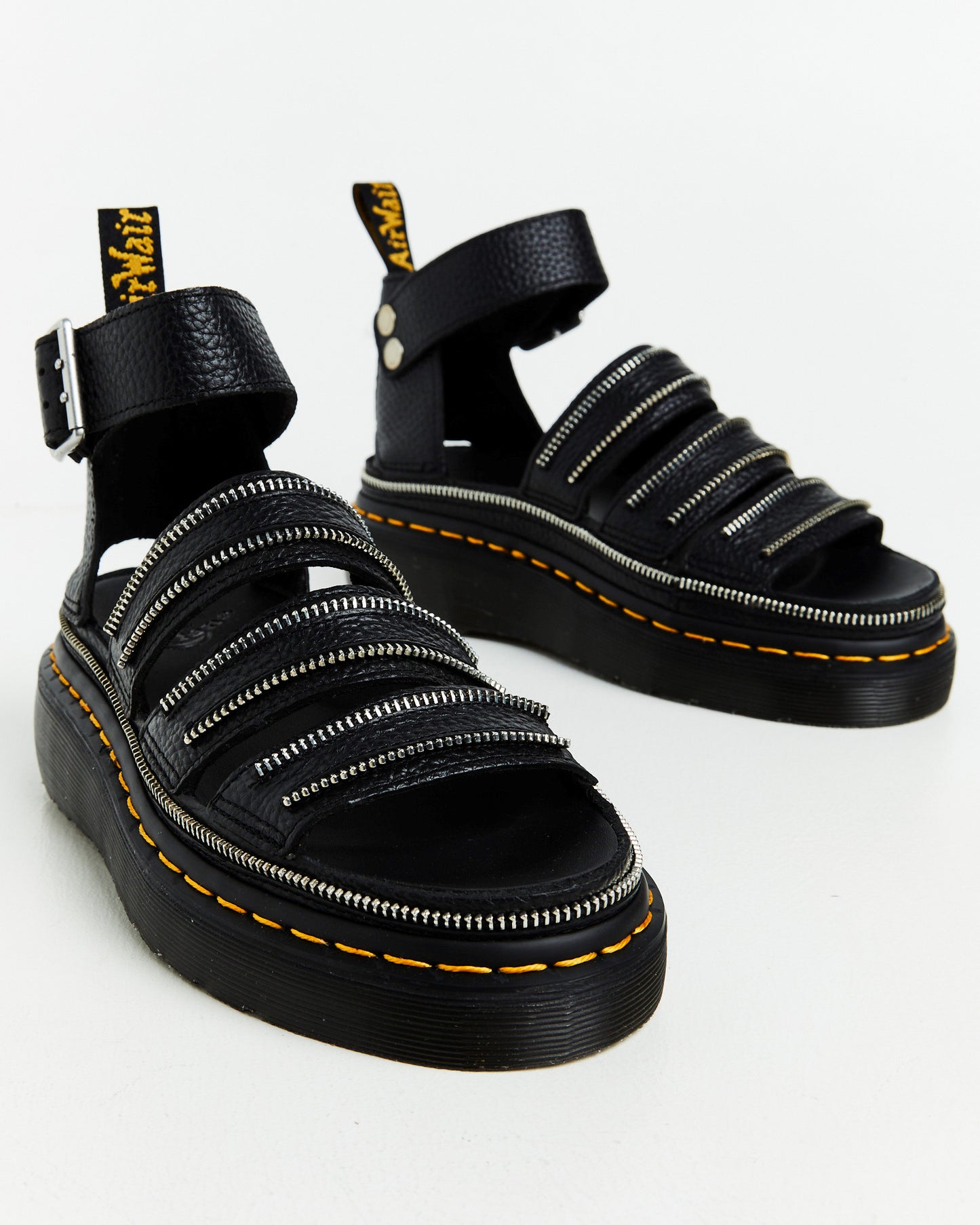 Clarissa II Quad HDW 3 Strap Black Milled Nappa Sandals